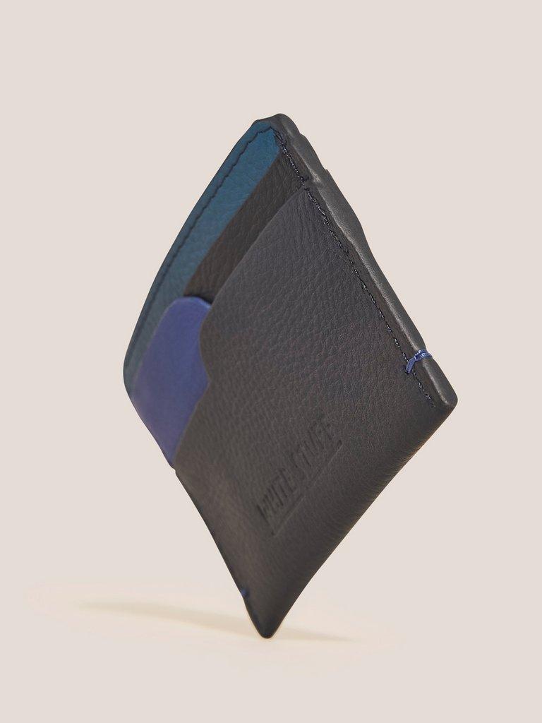 Abstract Leather Cardholder in NAVY MULTI - FLAT DETAIL