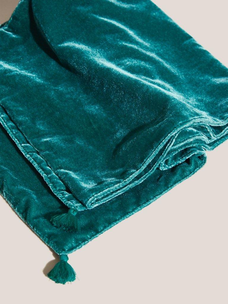 Plain Velvet Scarf in MID TEAL - FLAT DETAIL