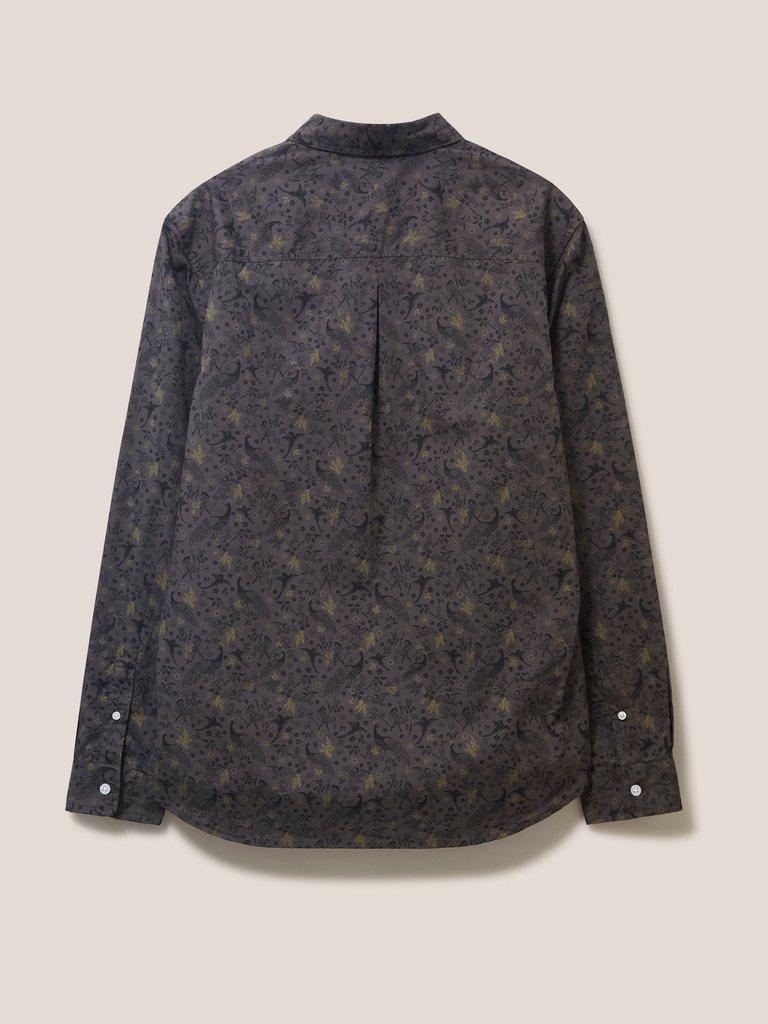 Party Peacock Printed Shirt in WASHED BLK - FLAT BACK