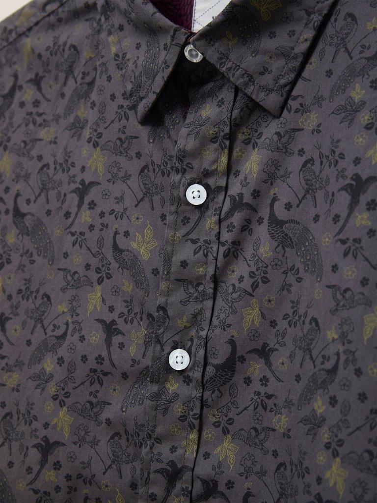 Party Peacock Printed Shirt in WASHED BLK - FLAT DETAIL