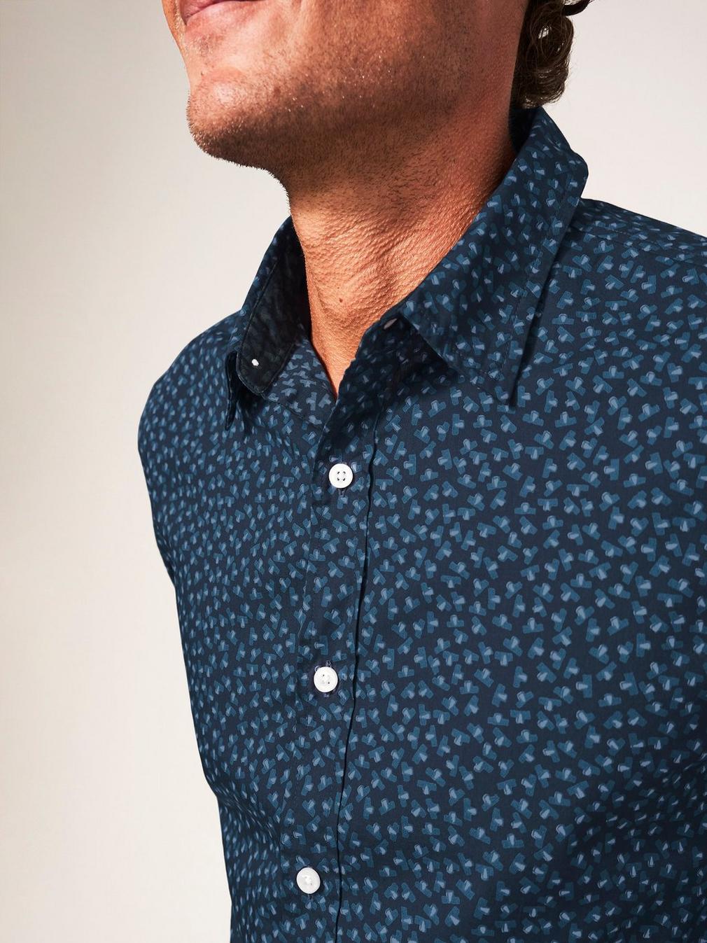 Party Geo Printed Shirt in DARK NAVY - MODEL DETAIL