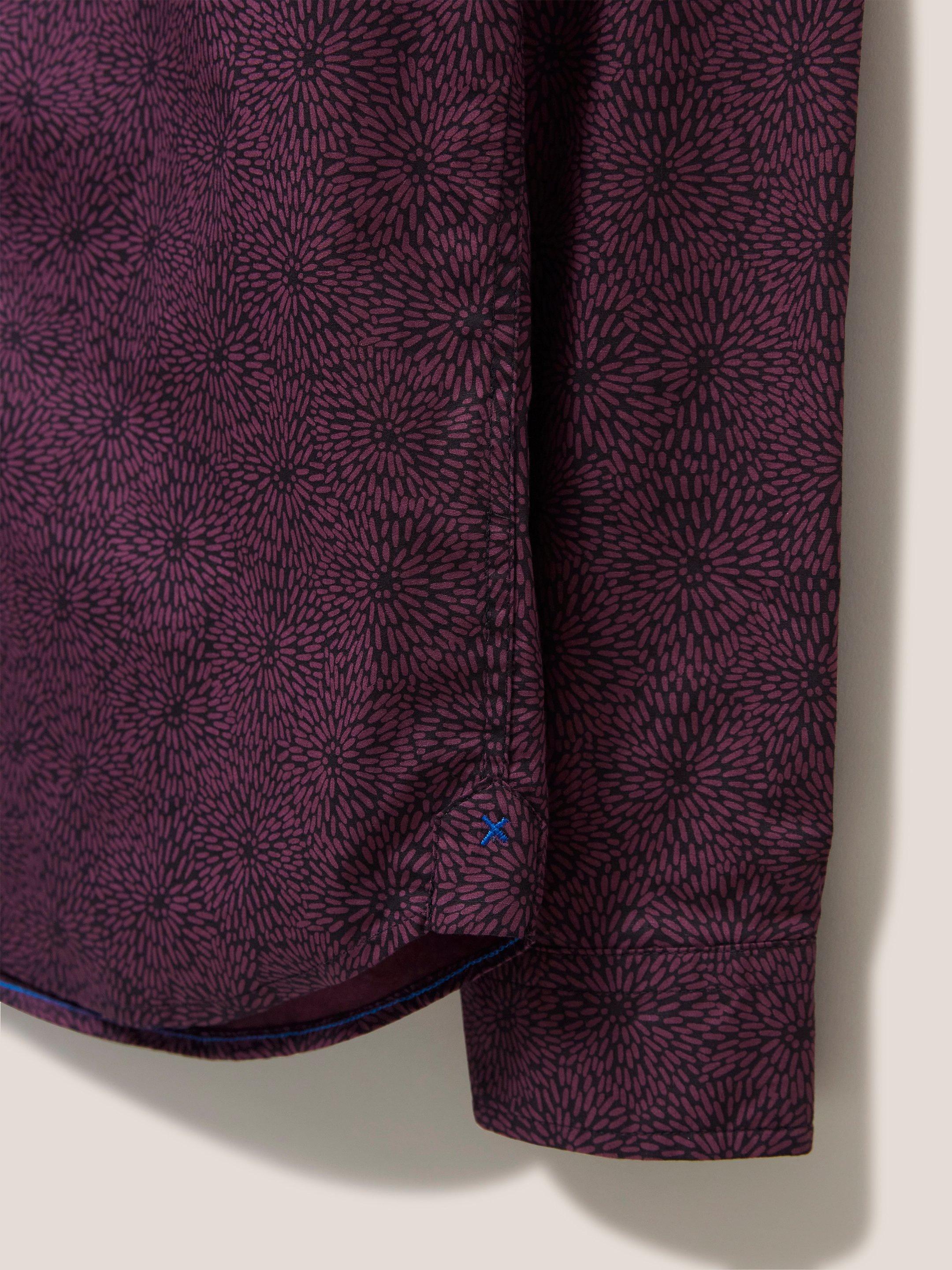 Party Floral Printed Shirt in MID PLUM - FLAT DETAIL