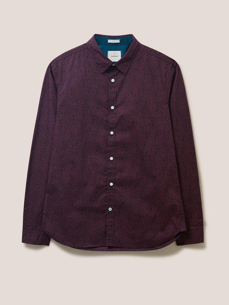Party Floral Printed Shirt in MID PLUM - FLAT FRONT