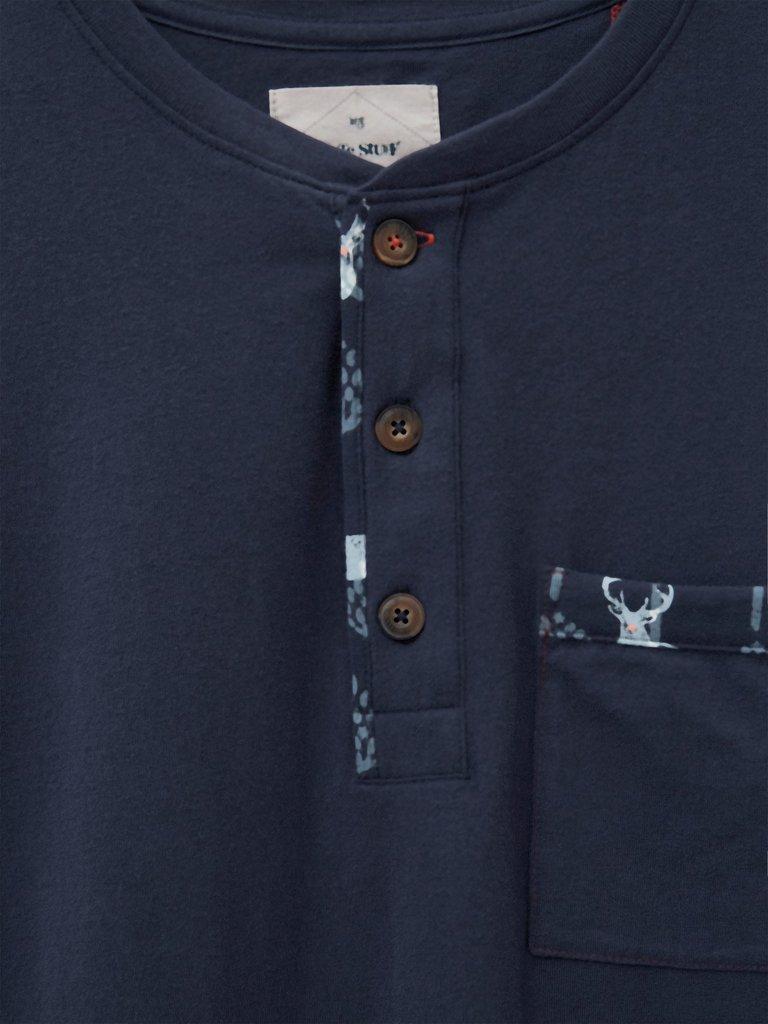 Stag Family Time Jersey PJ Top in NAVY MULTI - FLAT DETAIL