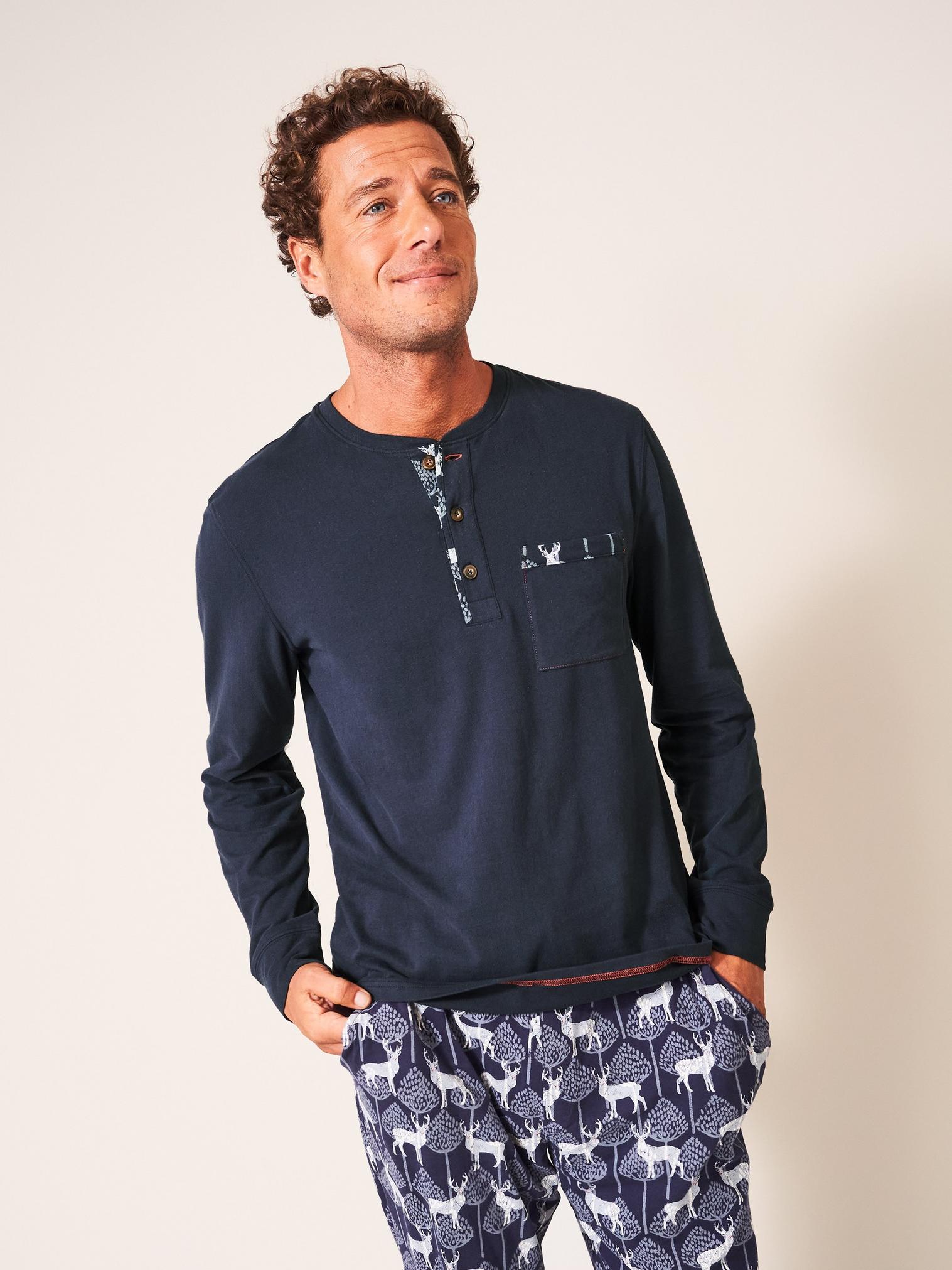 Stag Family Time Jersey PJ Top in NAVY MULTI - LIFESTYLE