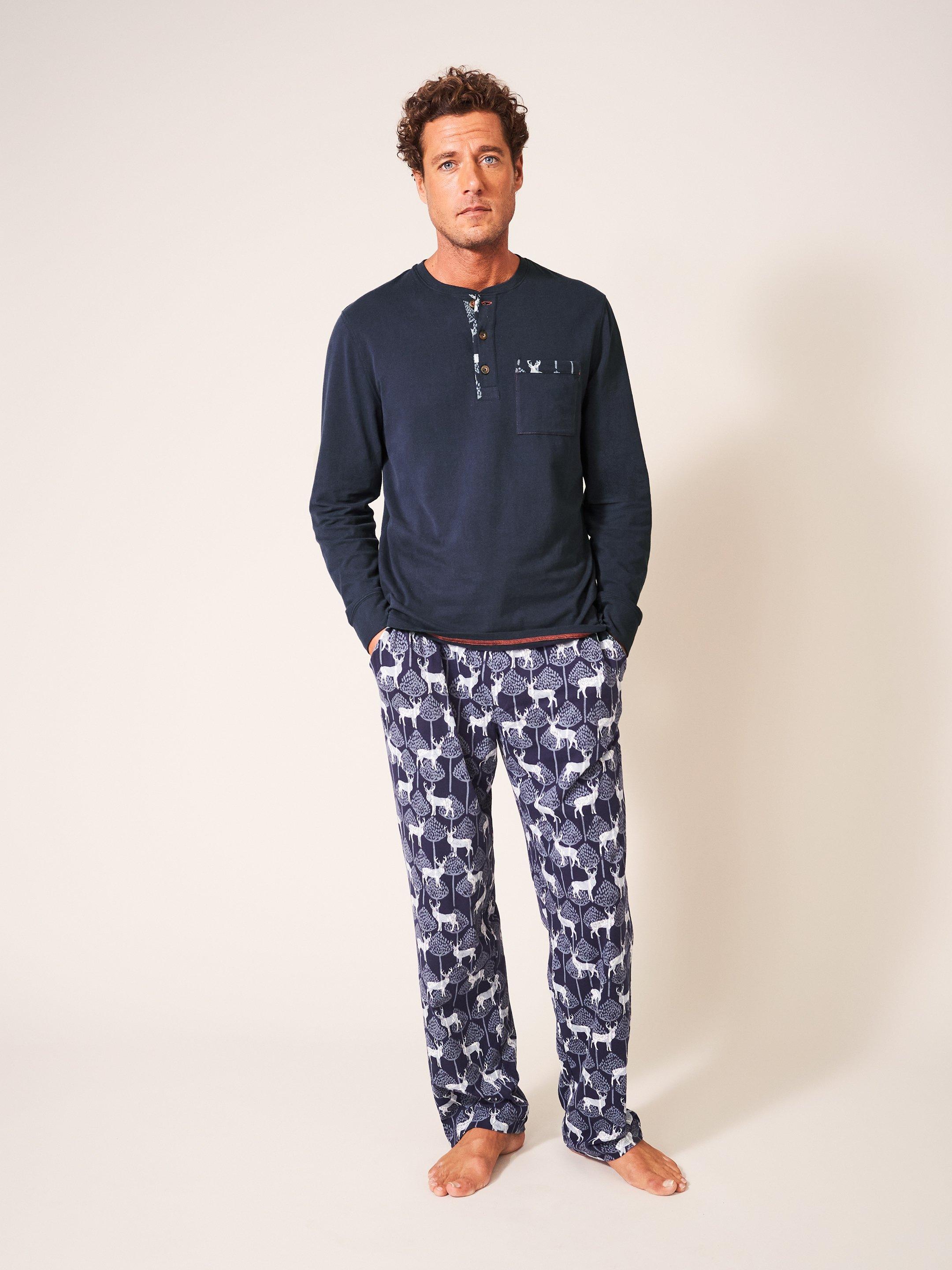 Stag Family Time Jersey PJ Top in NAVY MULTI White Stuff