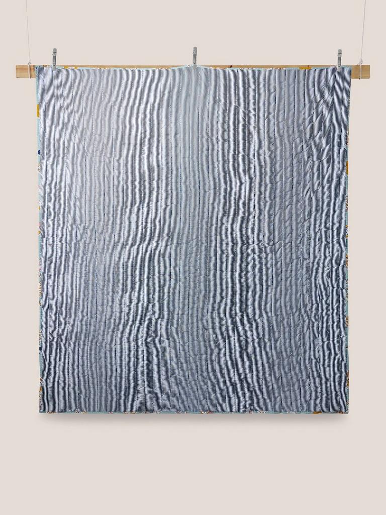 Wonderland Multi Quilt Blanket in BLUE MLT - FLAT BACK