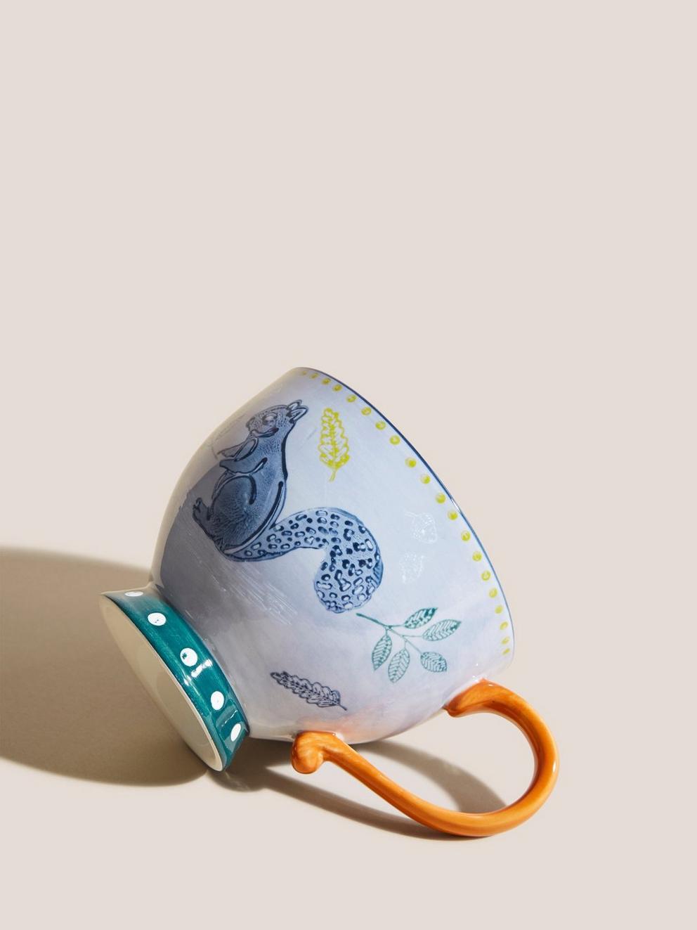 Foraging Squirrel Tea Cup in BLUE MLT - FLAT DETAIL