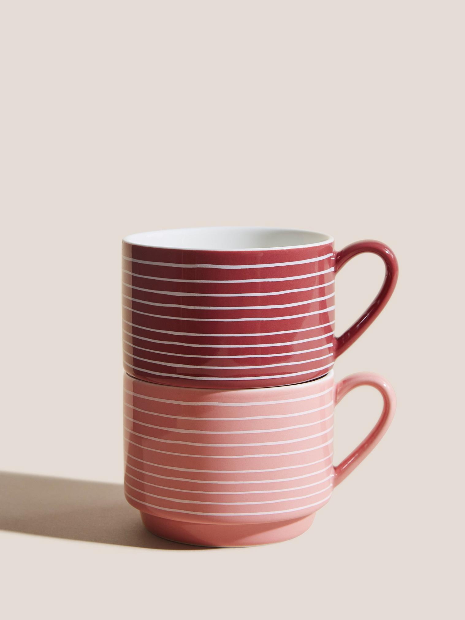 Stacker Stripe Mug Set in PINK MLT - FLAT FRONT