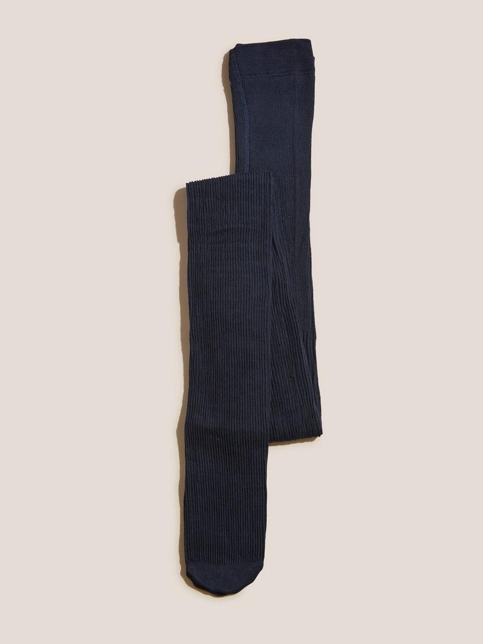 Ribbed Tights in DARK NAVY - FLAT BACK