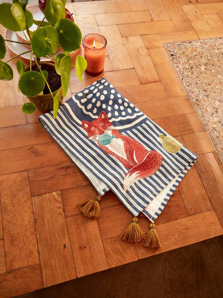 Pomergranate and Fox Tea Towel in BLUE MLT - MIXED