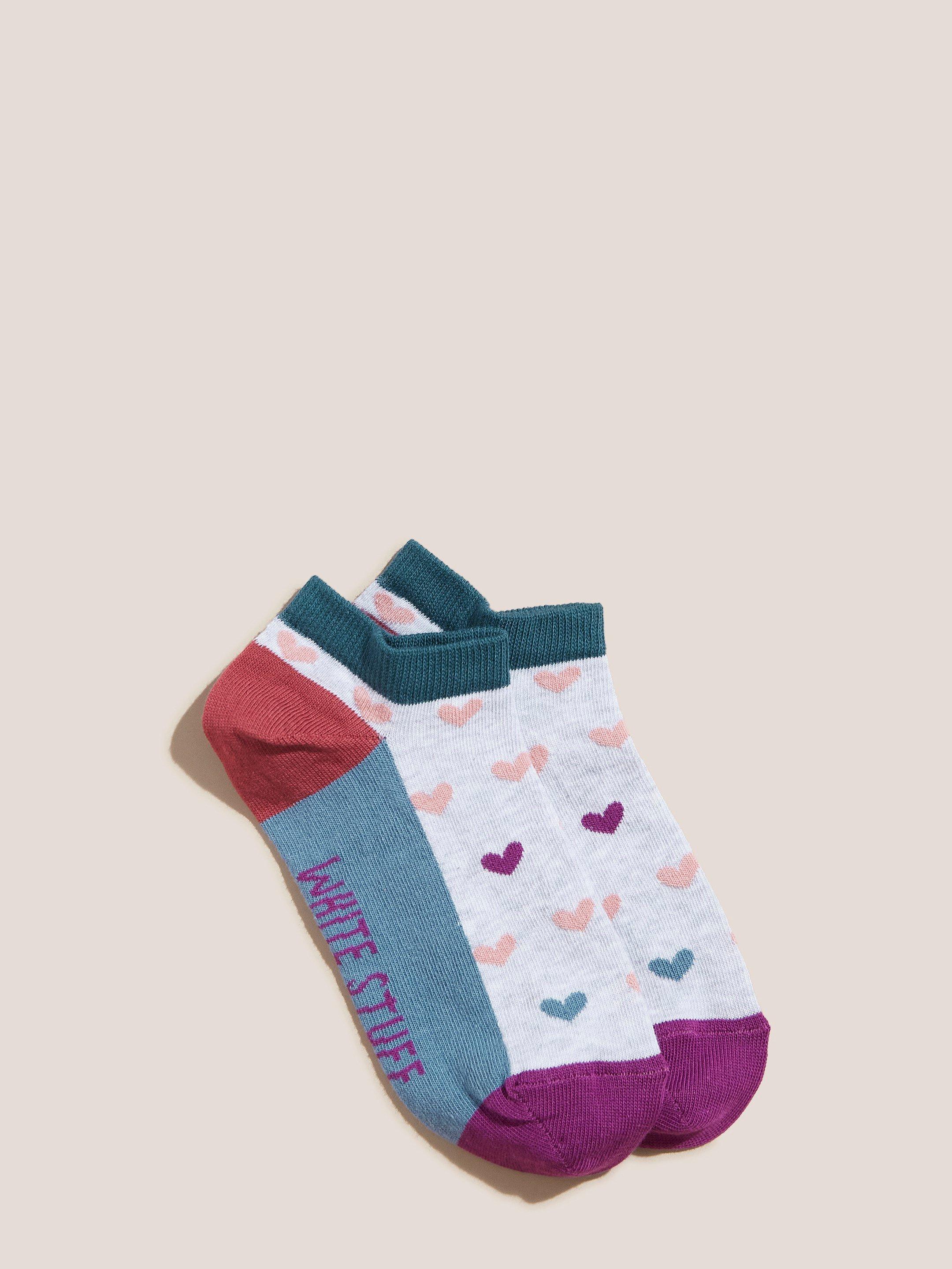 Heart Trainer Socks in GREY MLT - FLAT FRONT