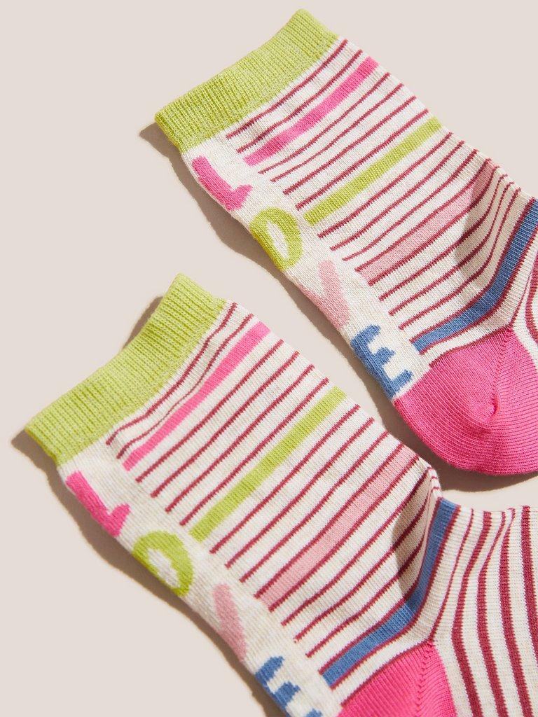 Love Stripe Socks in PINK MLT - FLAT DETAIL