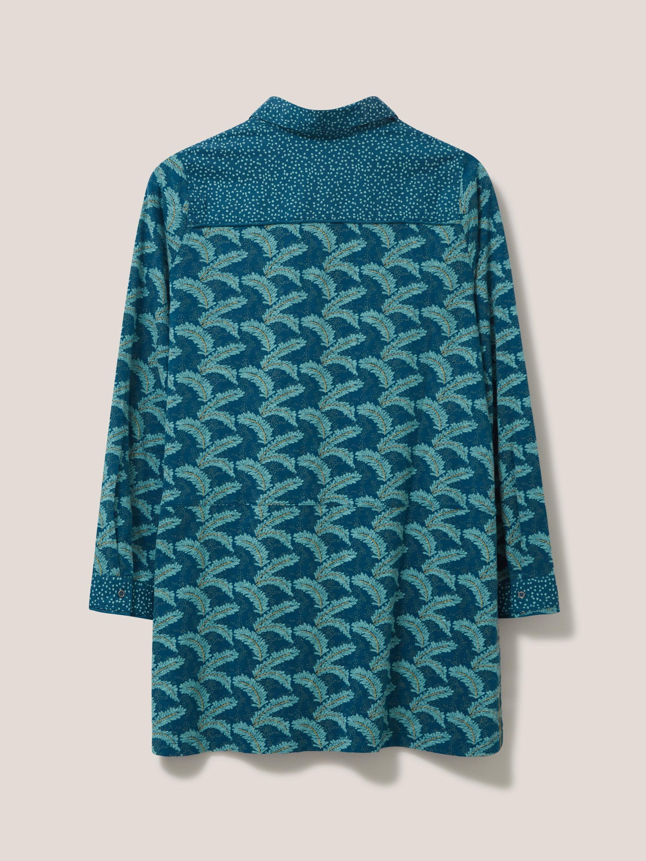 Lottie Longline Jersey Shirt in TEAL MLT - FLAT BACK