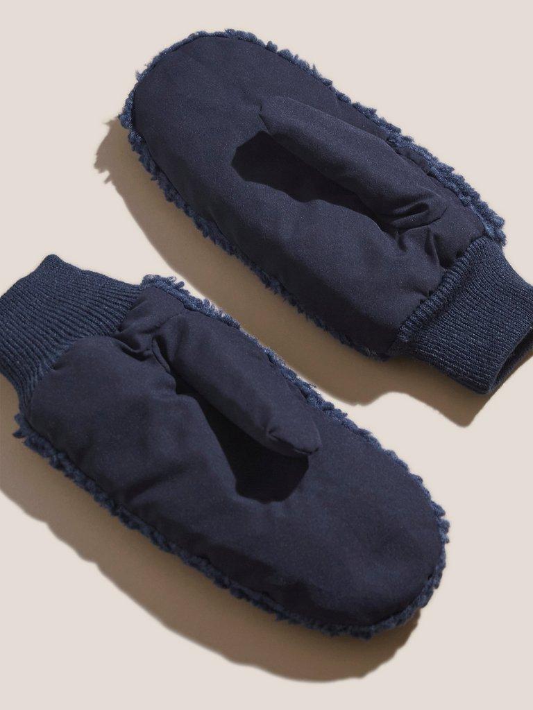 Borg Mittens in DARK NAVY - FLAT BACK