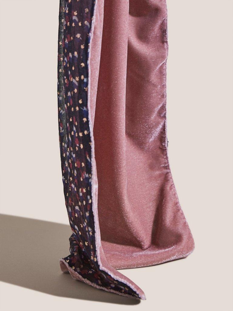 Abstract Foil Velvet Scarf in MID PINK - FLAT DETAIL