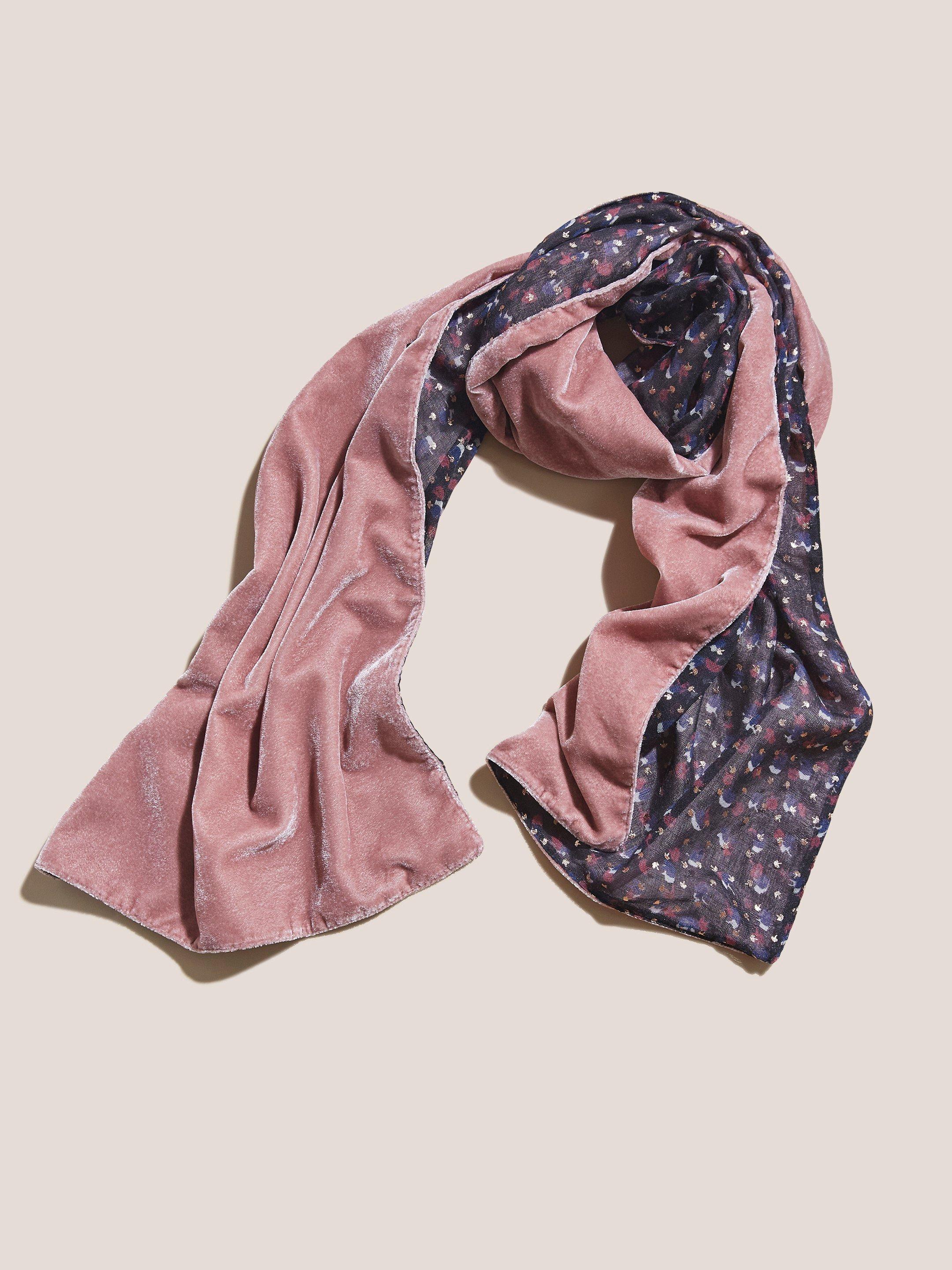 Abstract Foil Velvet Scarf in MID PINK - FLAT FRONT