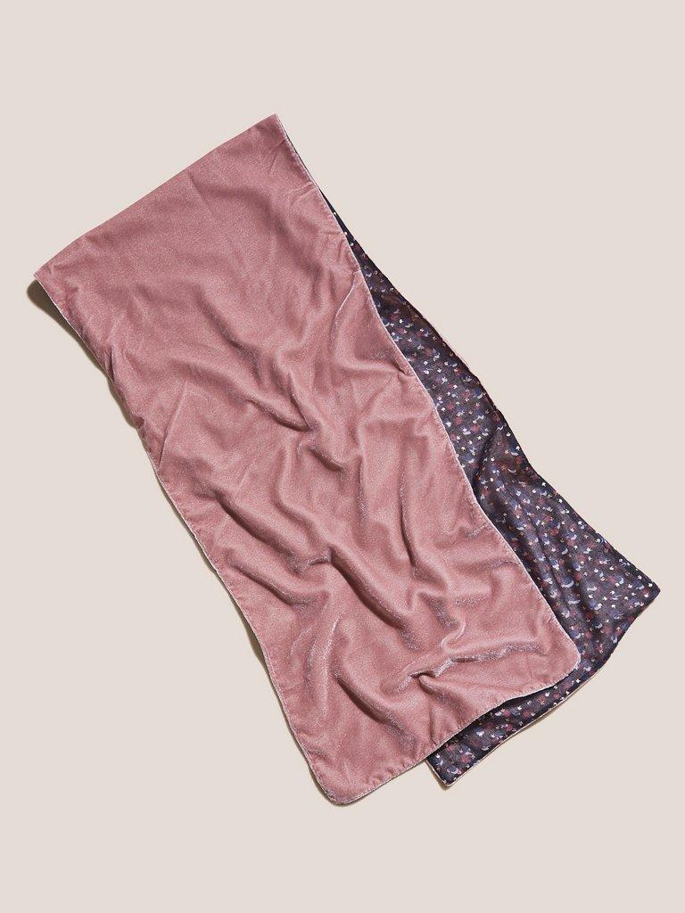 Abstract Foil Velvet Scarf in MID PINK - MODEL FRONT