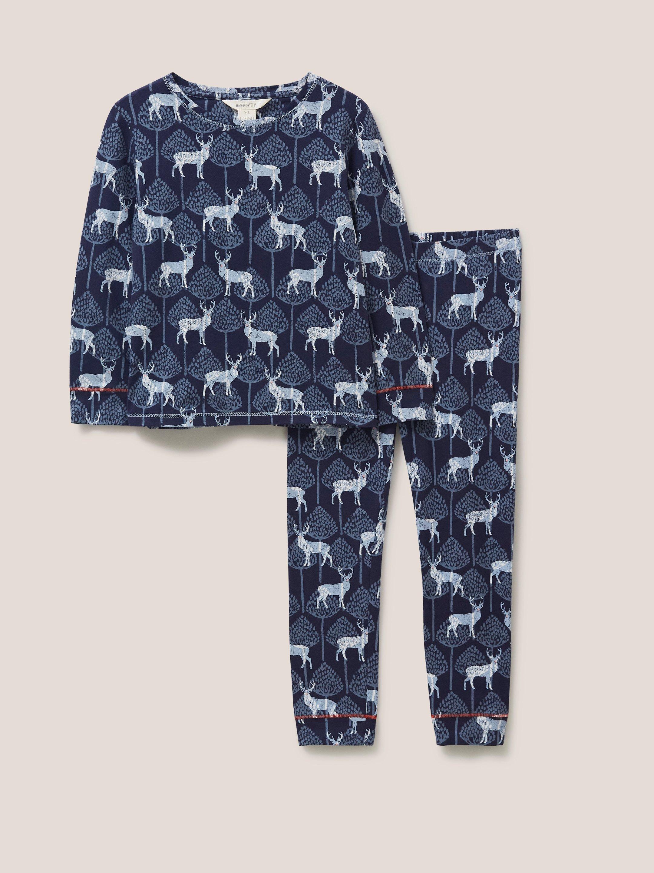 Kids Christmas Family PJ Set in NAVY MULTI - FLAT FRONT