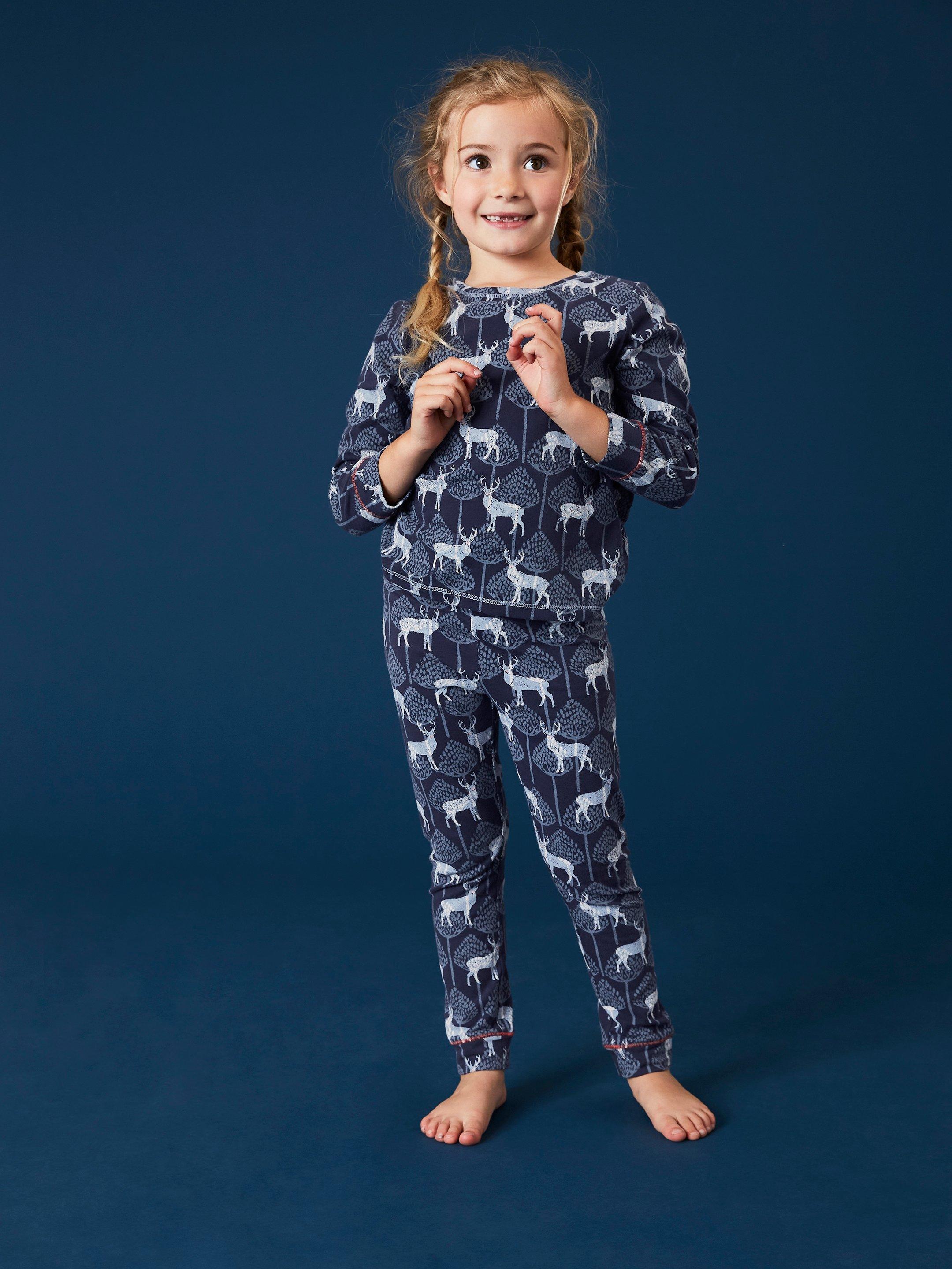 Kids Christmas Family PJ Set in NAVY MULTI - MODEL FRONT