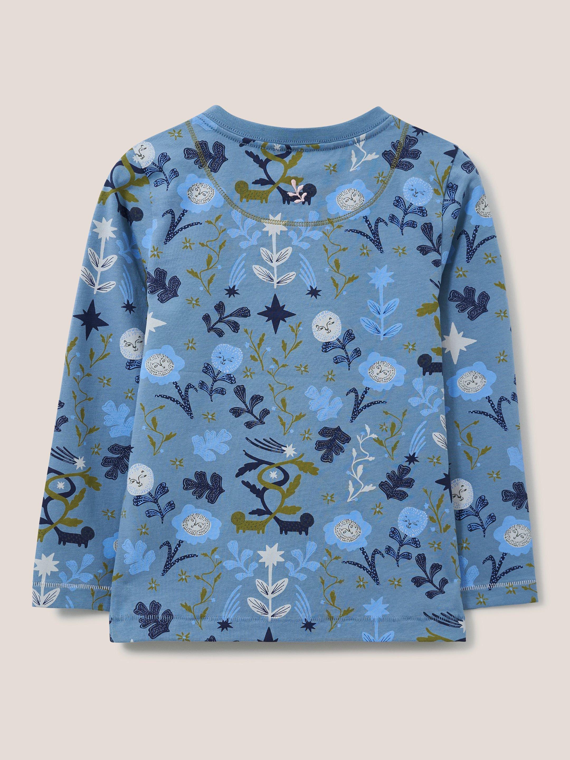 Abbey Long Sleeve Print Shirt in BLUE MLT - FLAT BACK