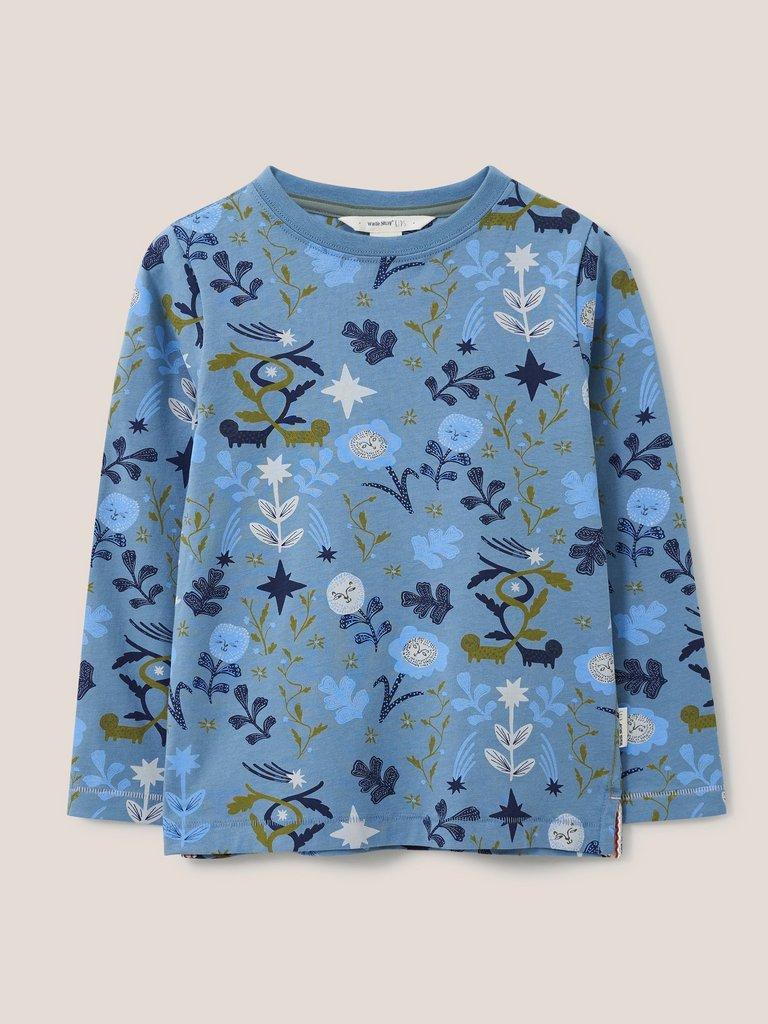 Abbey Long Sleeve Print Shirt in BLUE MLT - FLAT FRONT
