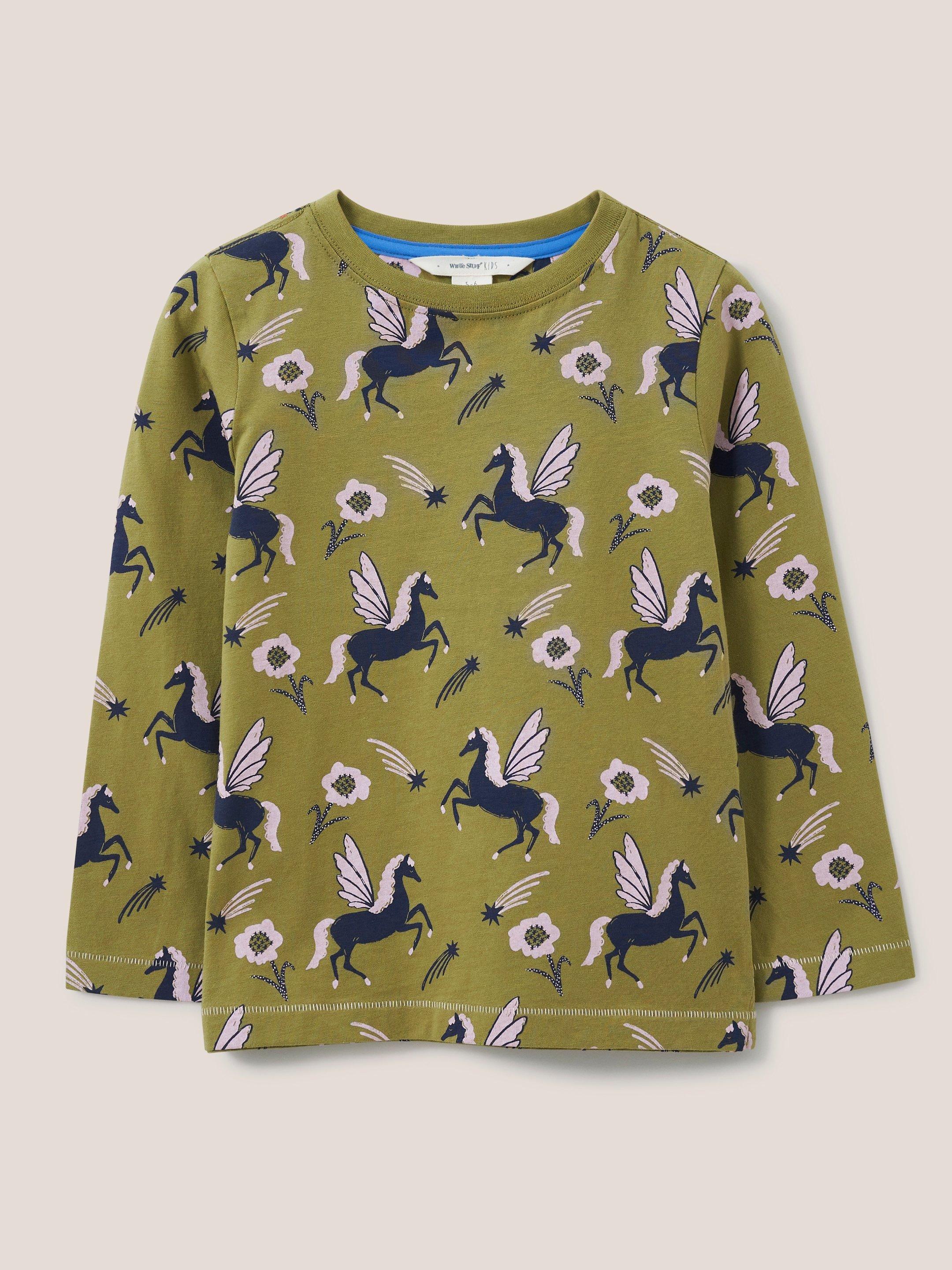 Abbey Long Sleeve Print Shirt in GREEN MLT - FLAT FRONT