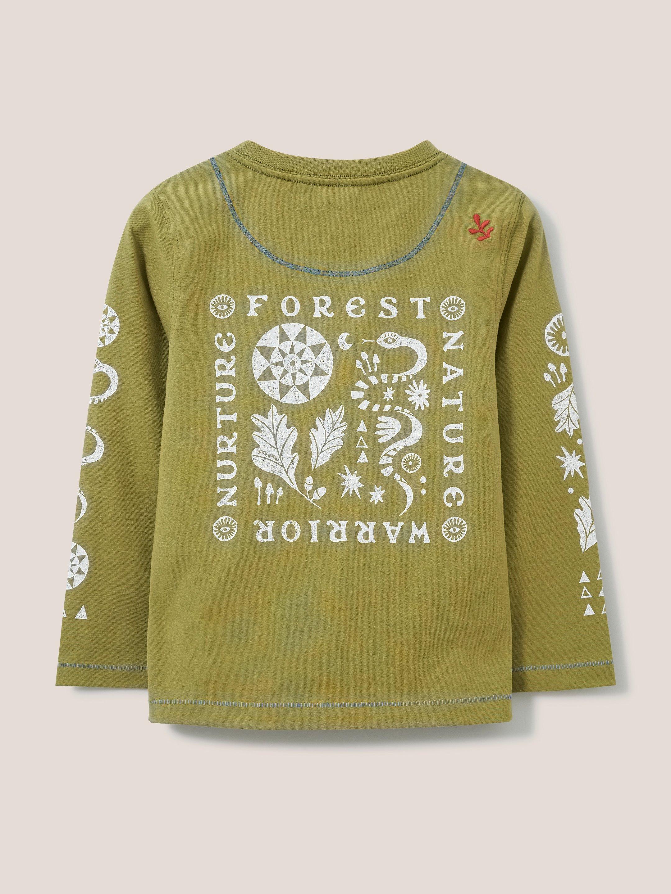 Alex Long Sleeve Graphic Tee in MID GREEN - FLAT BACK