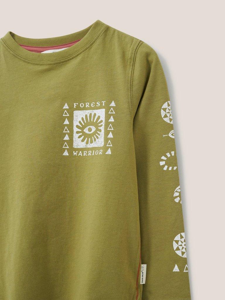 Alex Long Sleeve Graphic Tee in MID GREEN - FLAT DETAIL