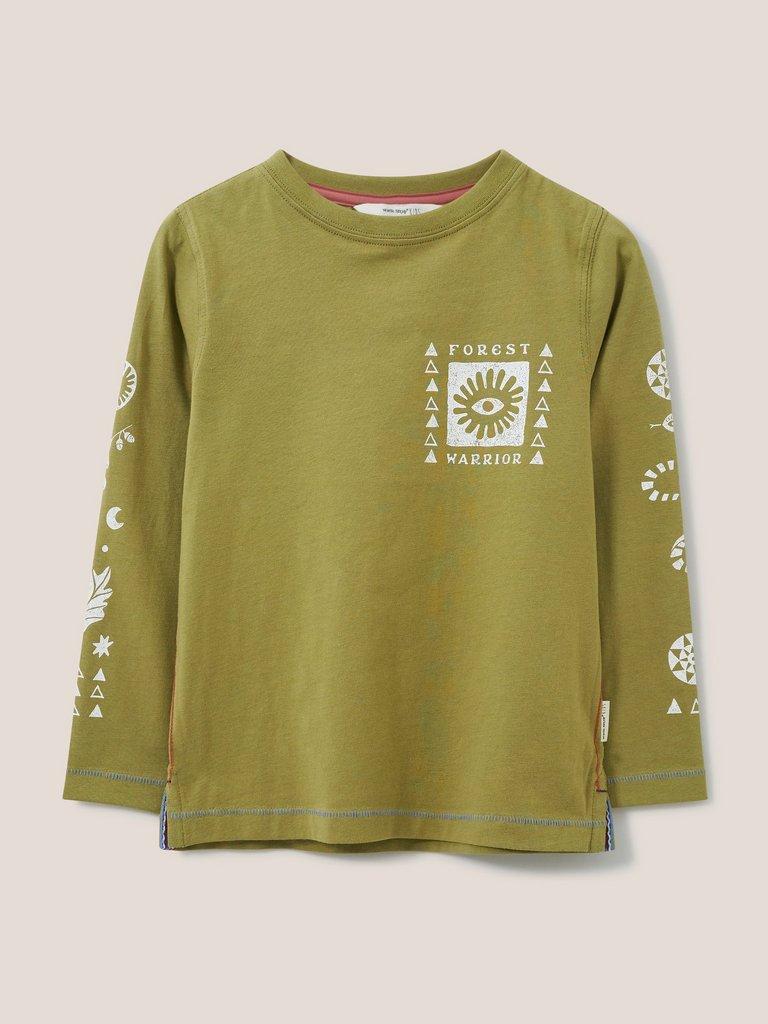 Alex Long Sleeve Graphic Tee in MID GREEN - FLAT FRONT