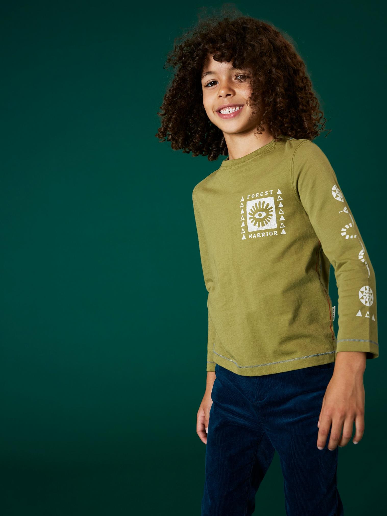 Alex Long Sleeve Graphic Tee in MID GREEN - LIFESTYLE