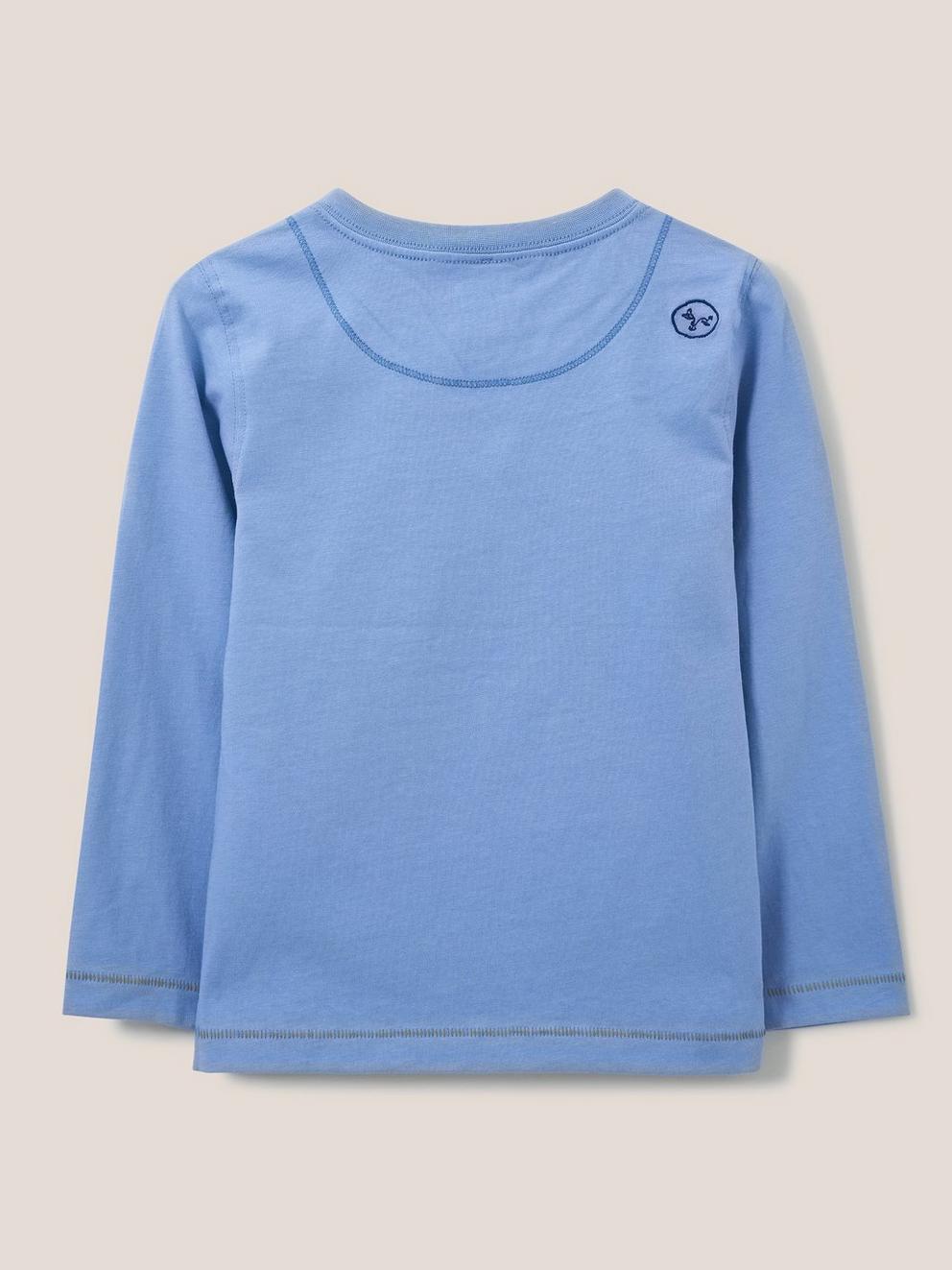 Long Sleeve Abersoch T Shirt in LGT BLUE - FLAT BACK