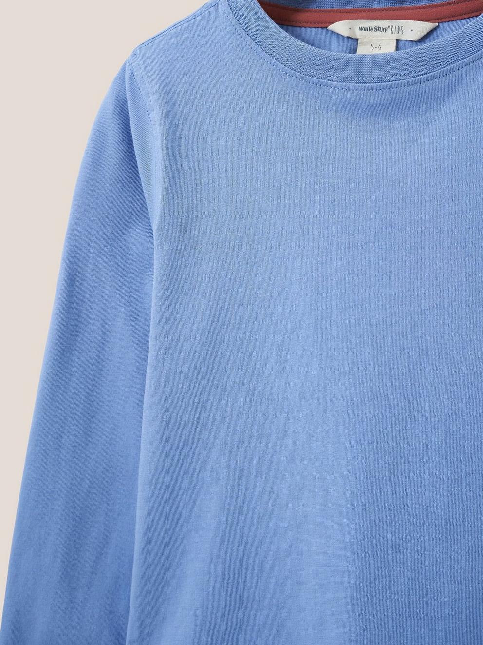 Long Sleeve Abersoch T Shirt in LGT BLUE - FLAT DETAIL