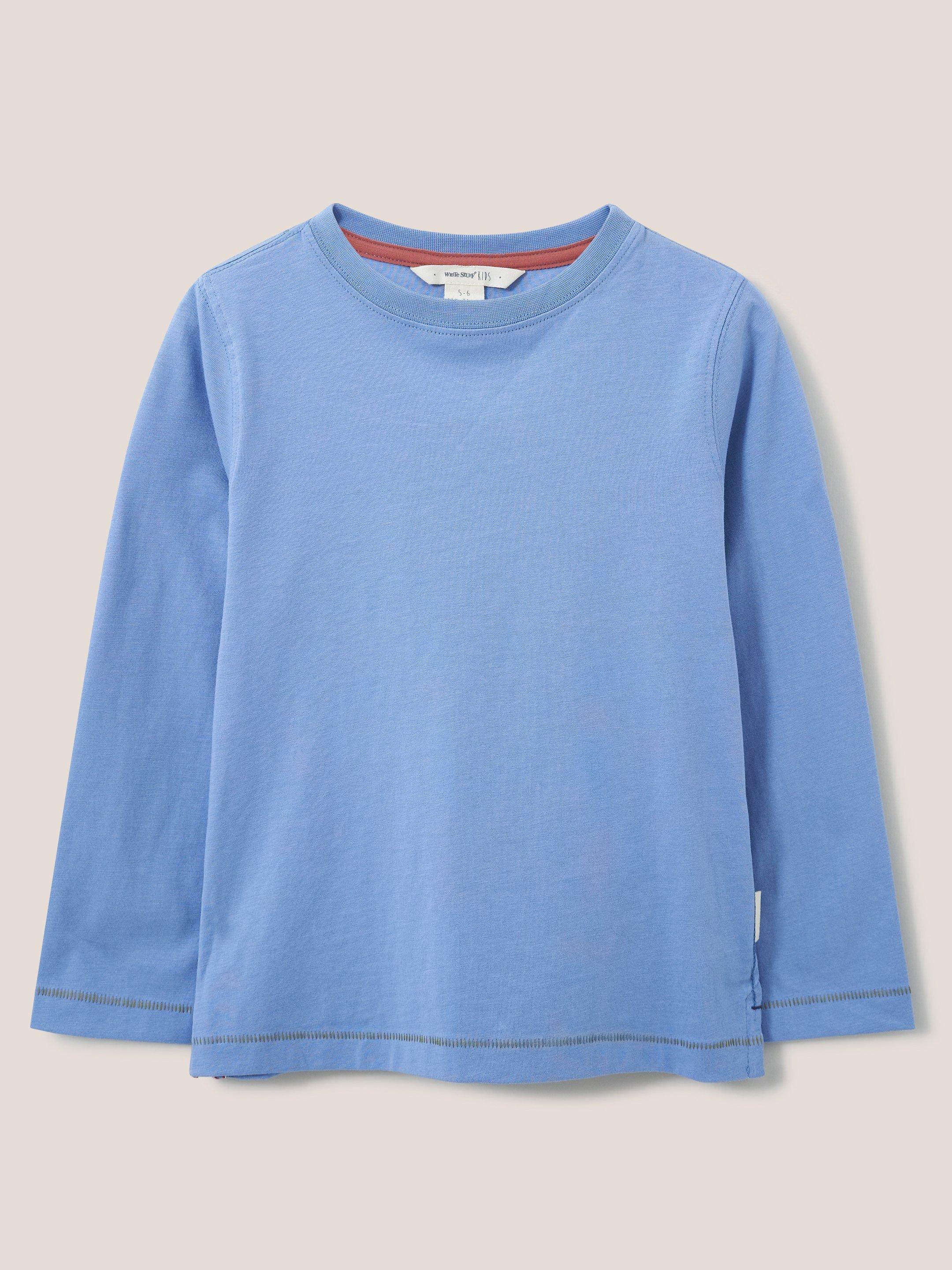 Long Sleeve Abersoch T Shirt in LGT BLUE - FLAT FRONT