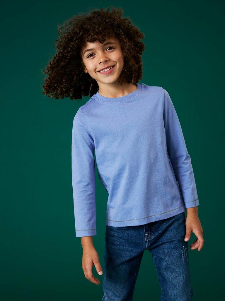 Long Sleeve Abersoch T Shirt in LGT BLUE - MODEL FRONT