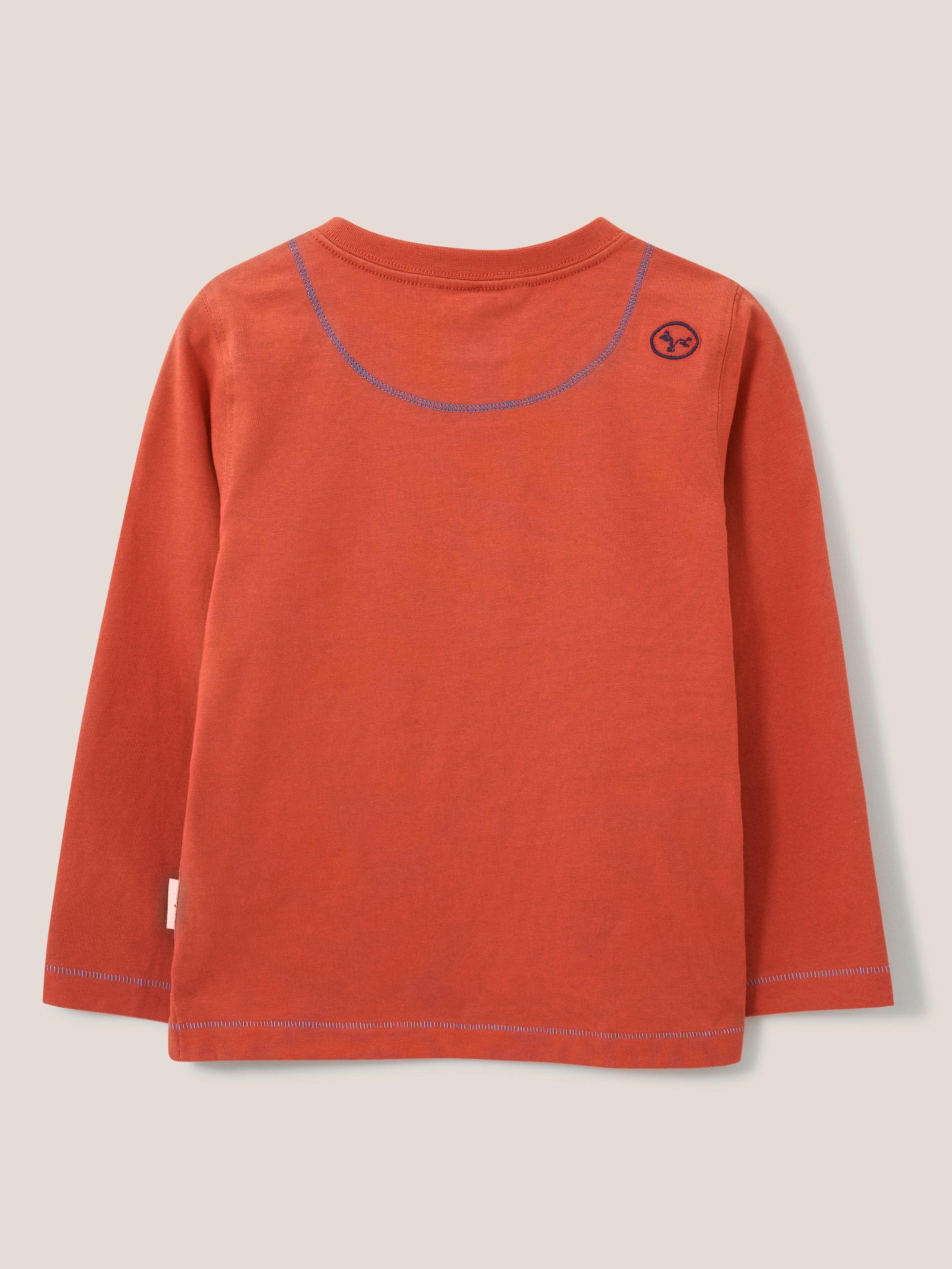 Long Sleeve Abersoch T Shirt in MID RED - FLAT BACK