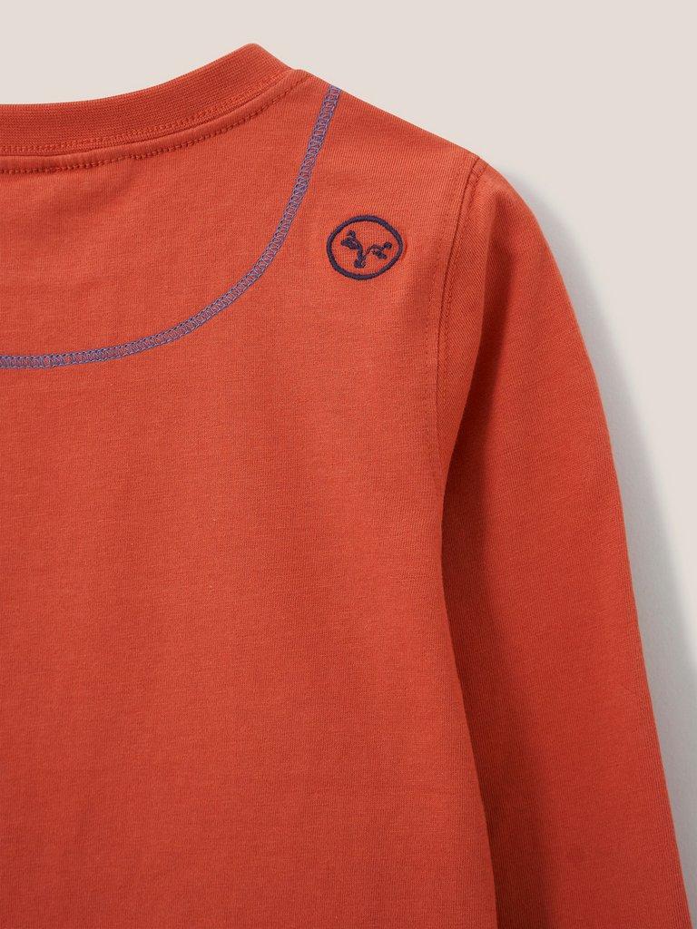 Long Sleeve Abersoch T Shirt in MID RED - FLAT DETAIL