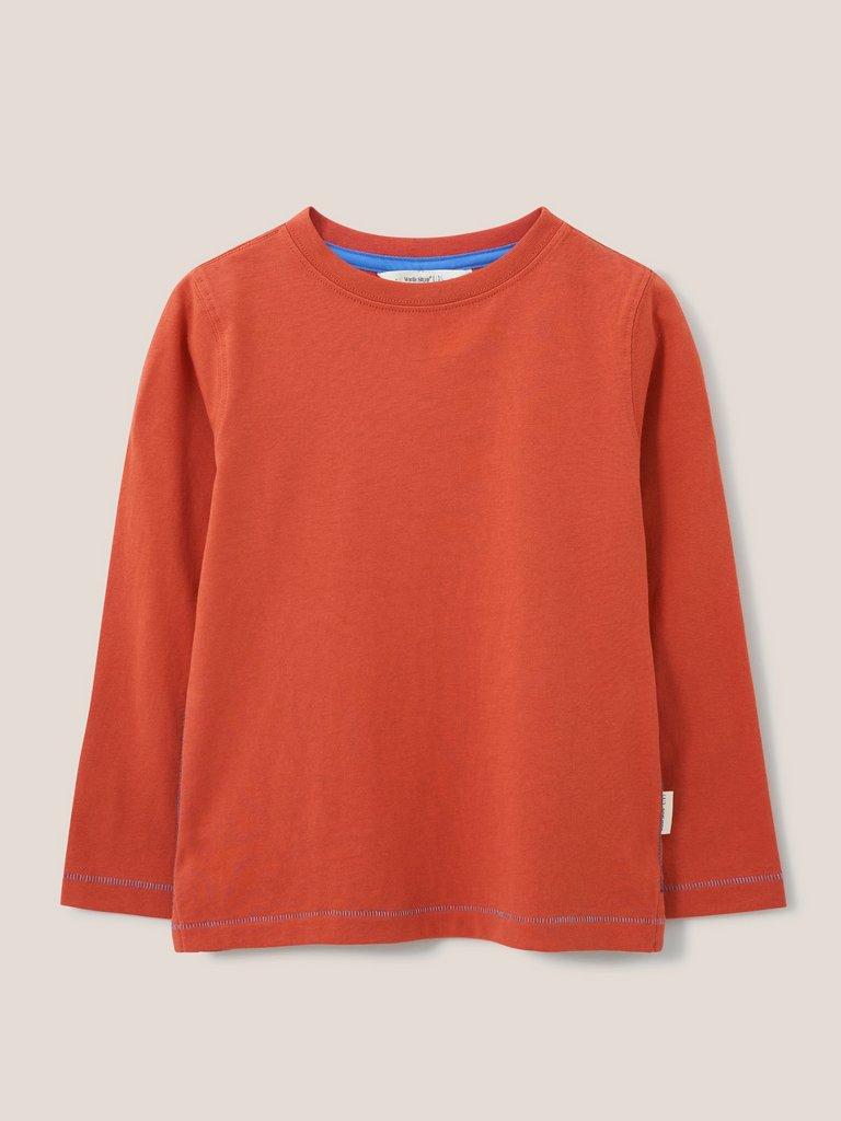 Long Sleeve Abersoch T Shirt in MID RED - FLAT FRONT