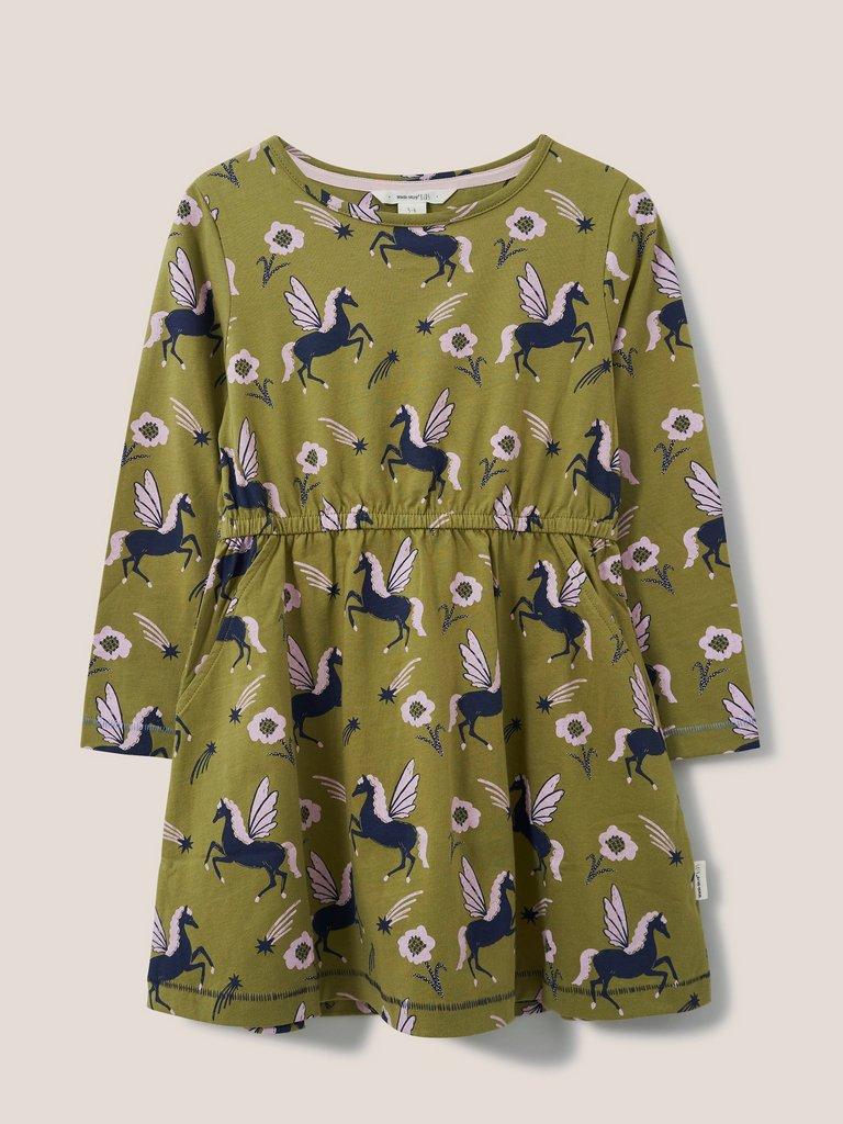 Mia Long Sleeve Jersey Dress in GREEN MLT - FLAT FRONT