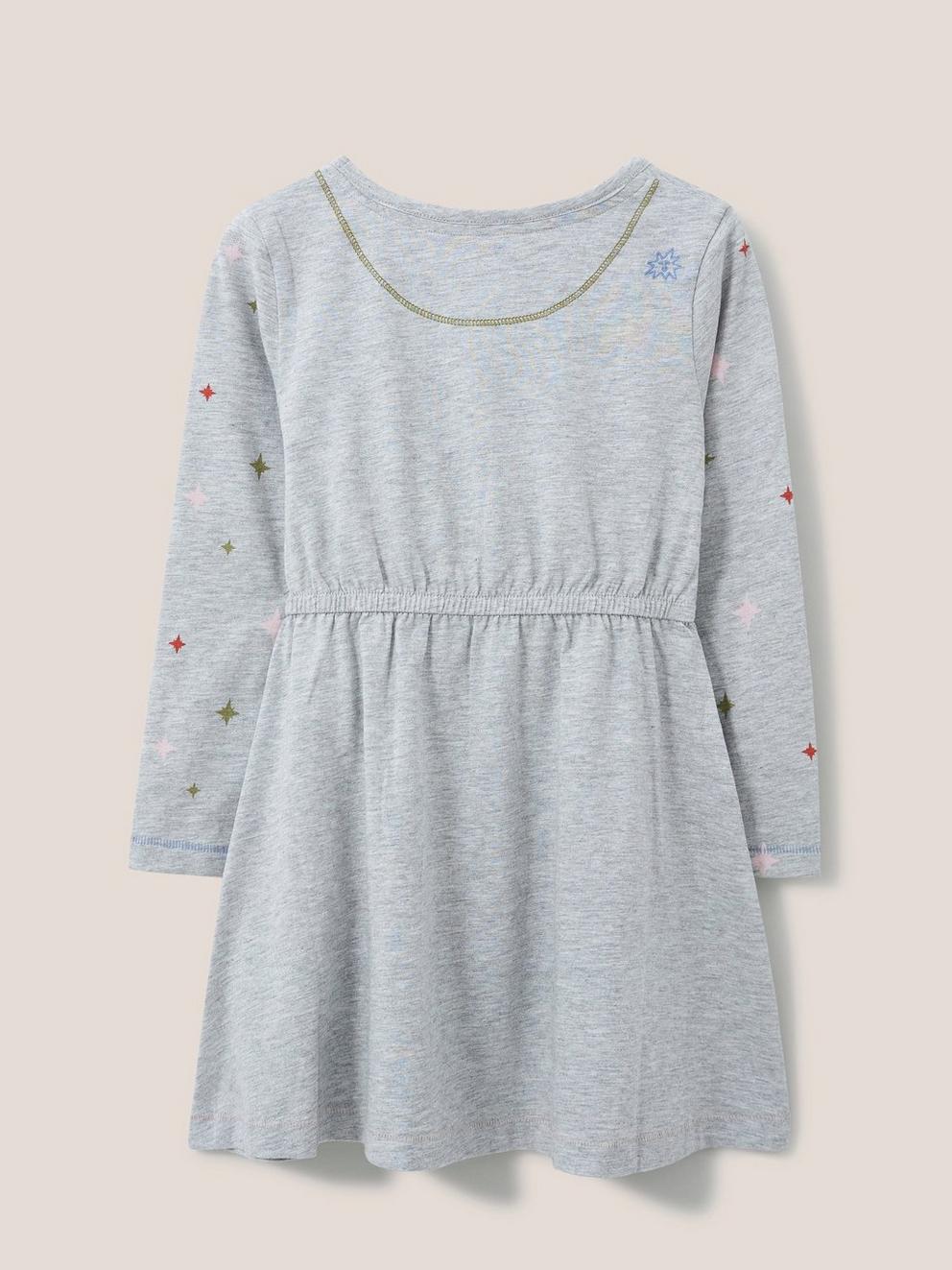 Mia Long Sleeve Jersey Dress in GREY MULTI - FLAT BACK