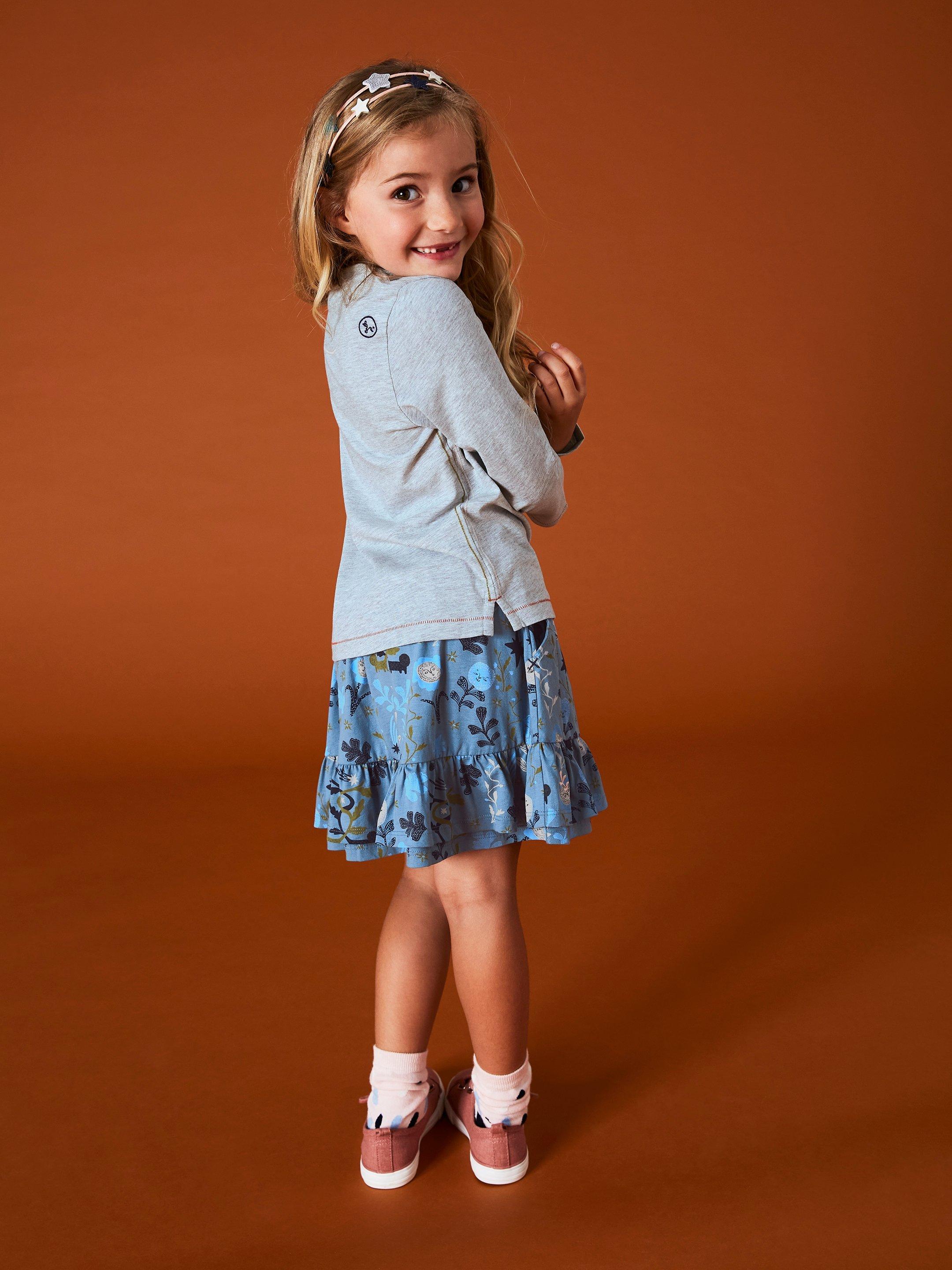 Sia Jersey Print Skirt in BLUE MLT - MODEL BACK