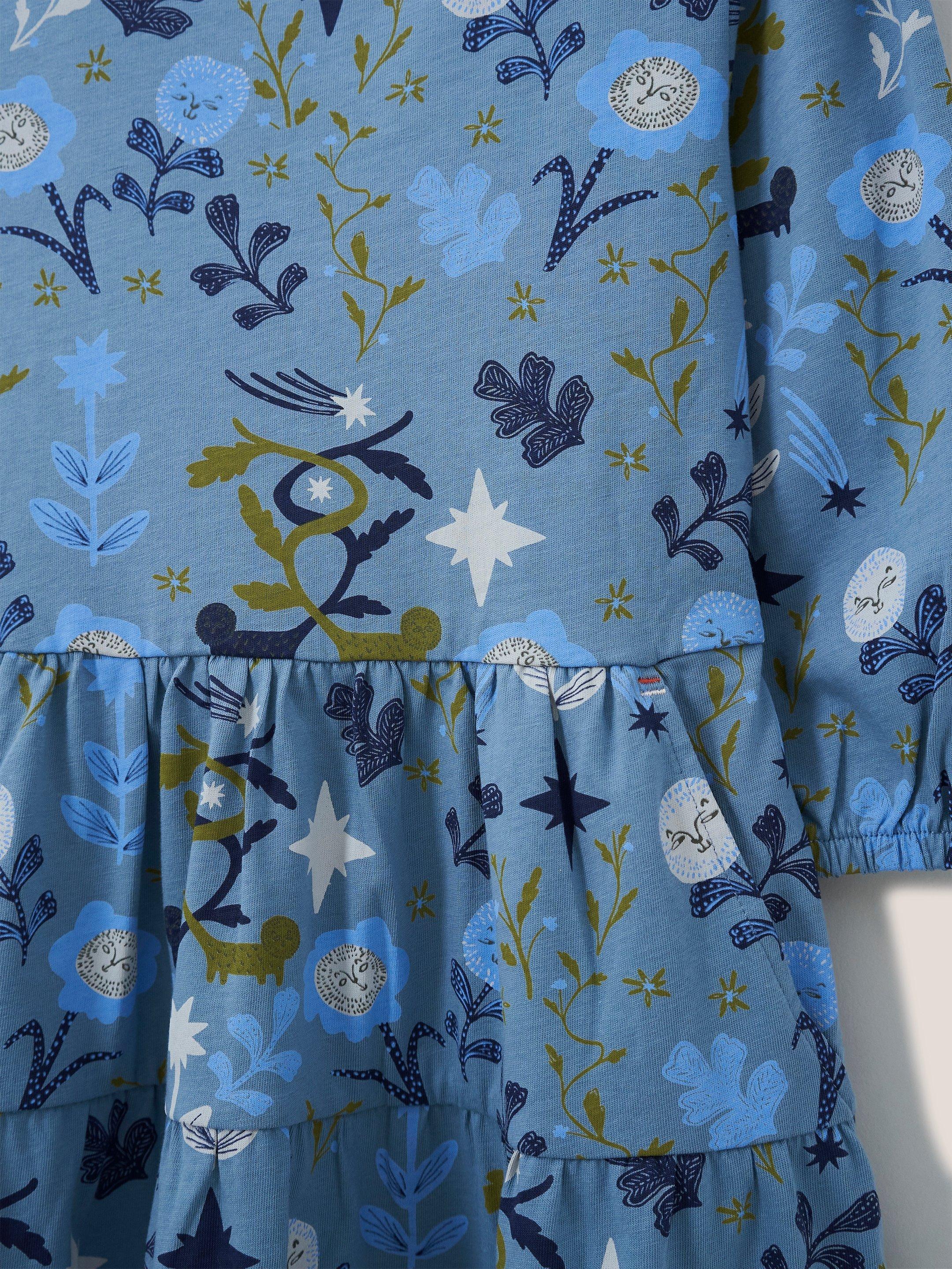 Tiered Jersey Dress in BLUE MLT - FLAT DETAIL