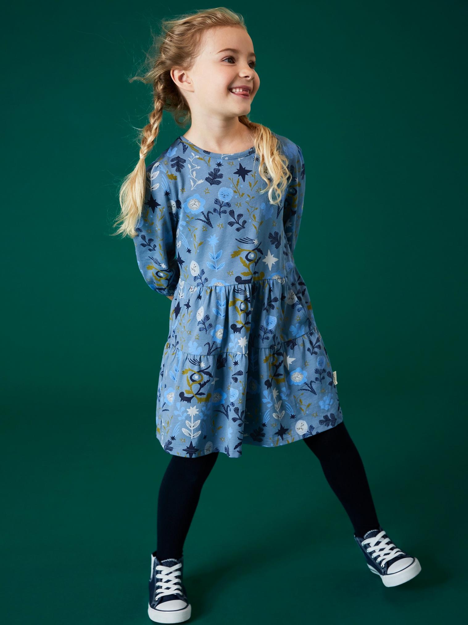 Tiered Jersey Dress in BLUE MLT - LIFESTYLE