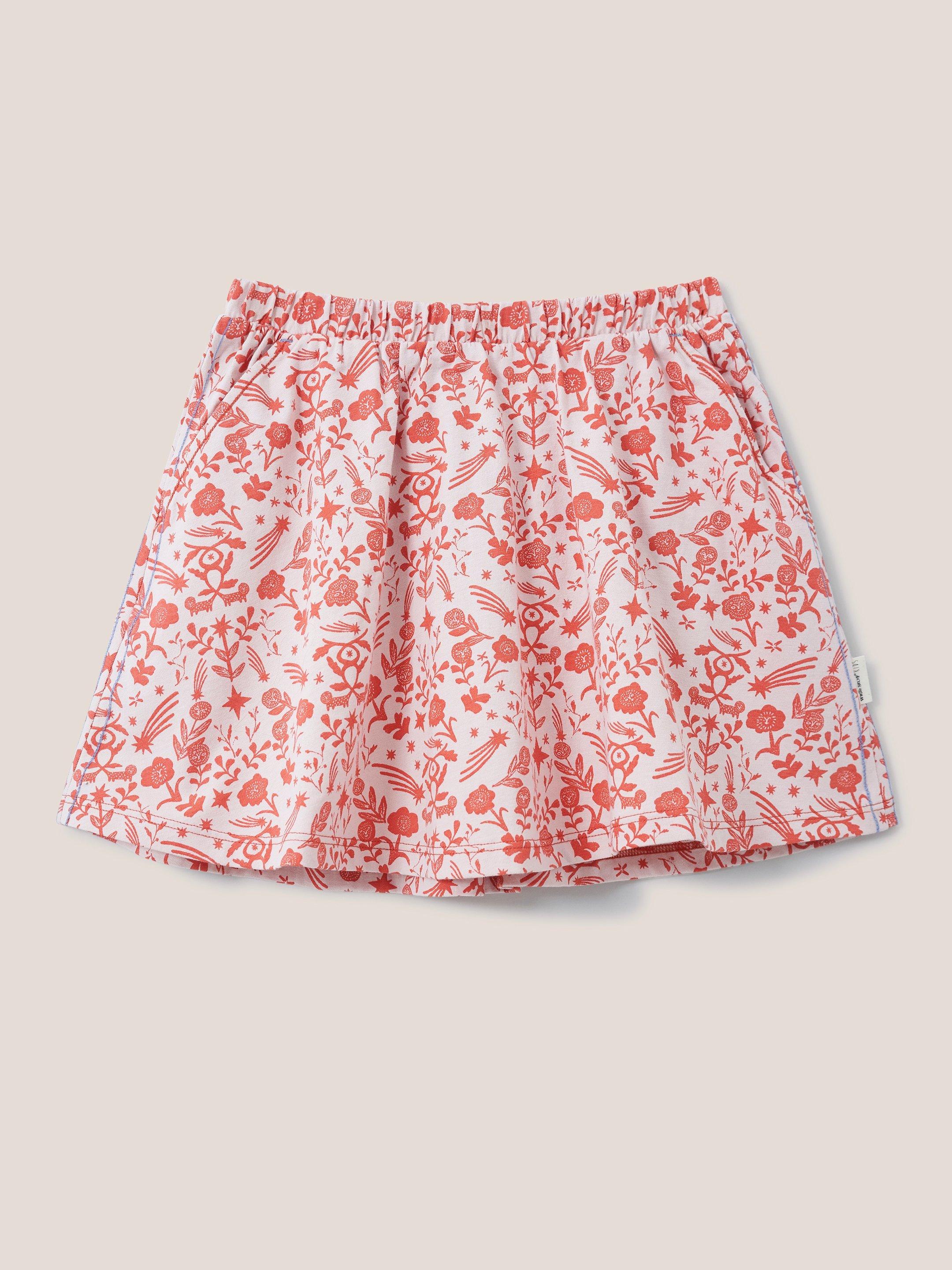 Printed Jersey Skirt in PINK MLT - FLAT FRONT