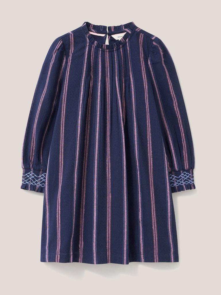 Astrid Frill Dress in NAVY MULTI - FLAT FRONT