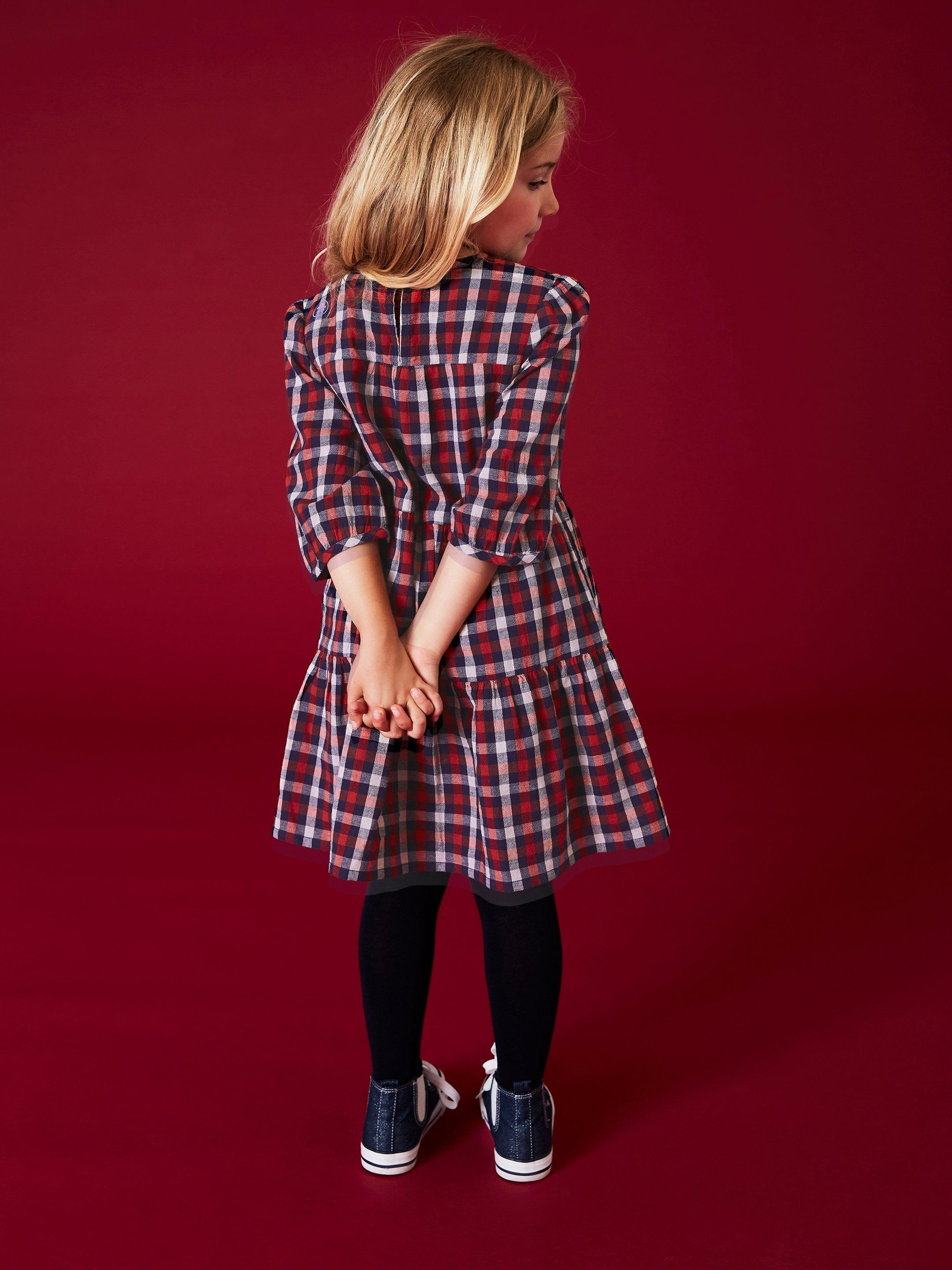 Chloe Gingham Dress in PINK MLT - MODEL BACK