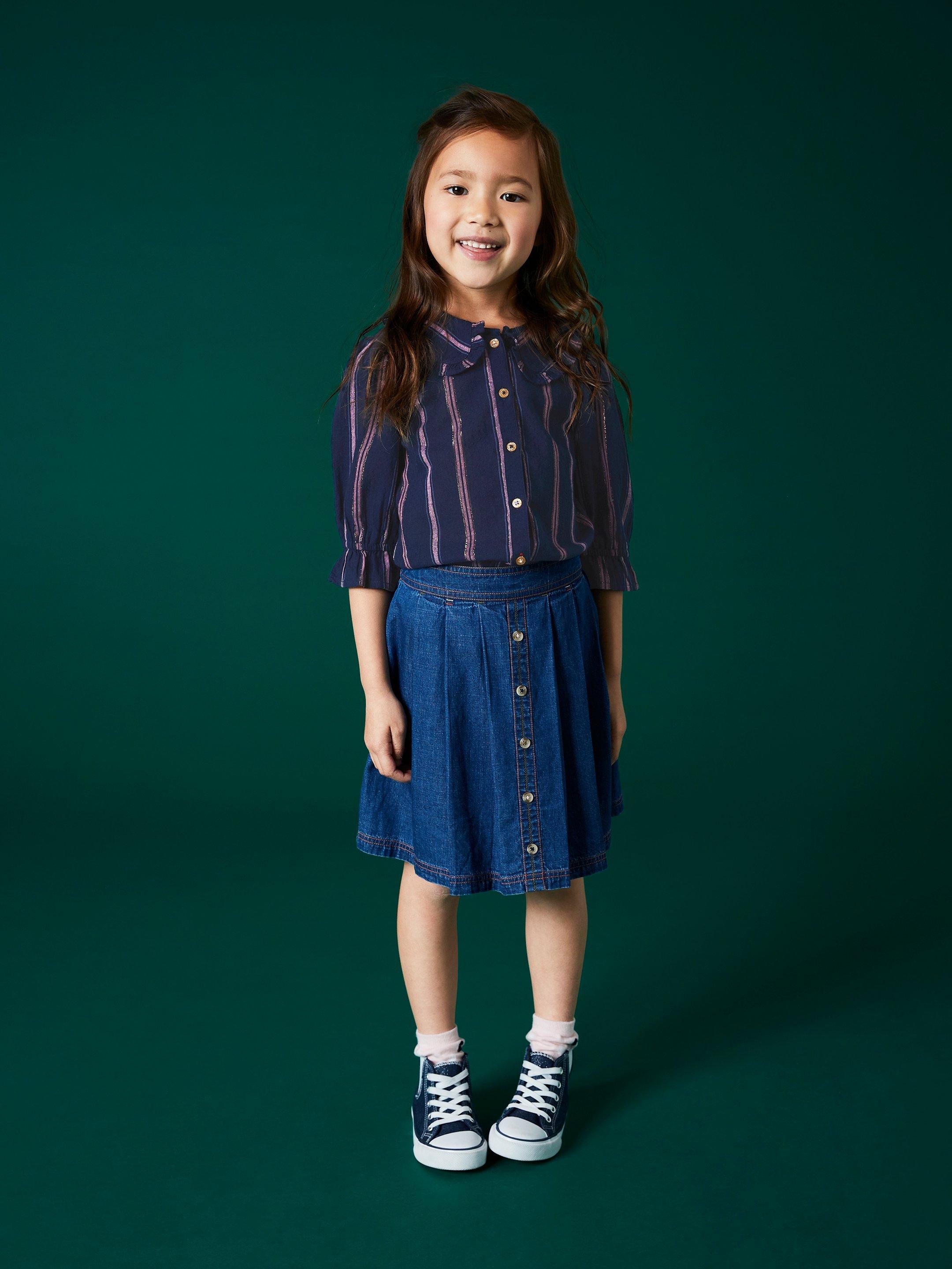 Nelly Top Kids in NAVY MULTI - MODEL FRONT