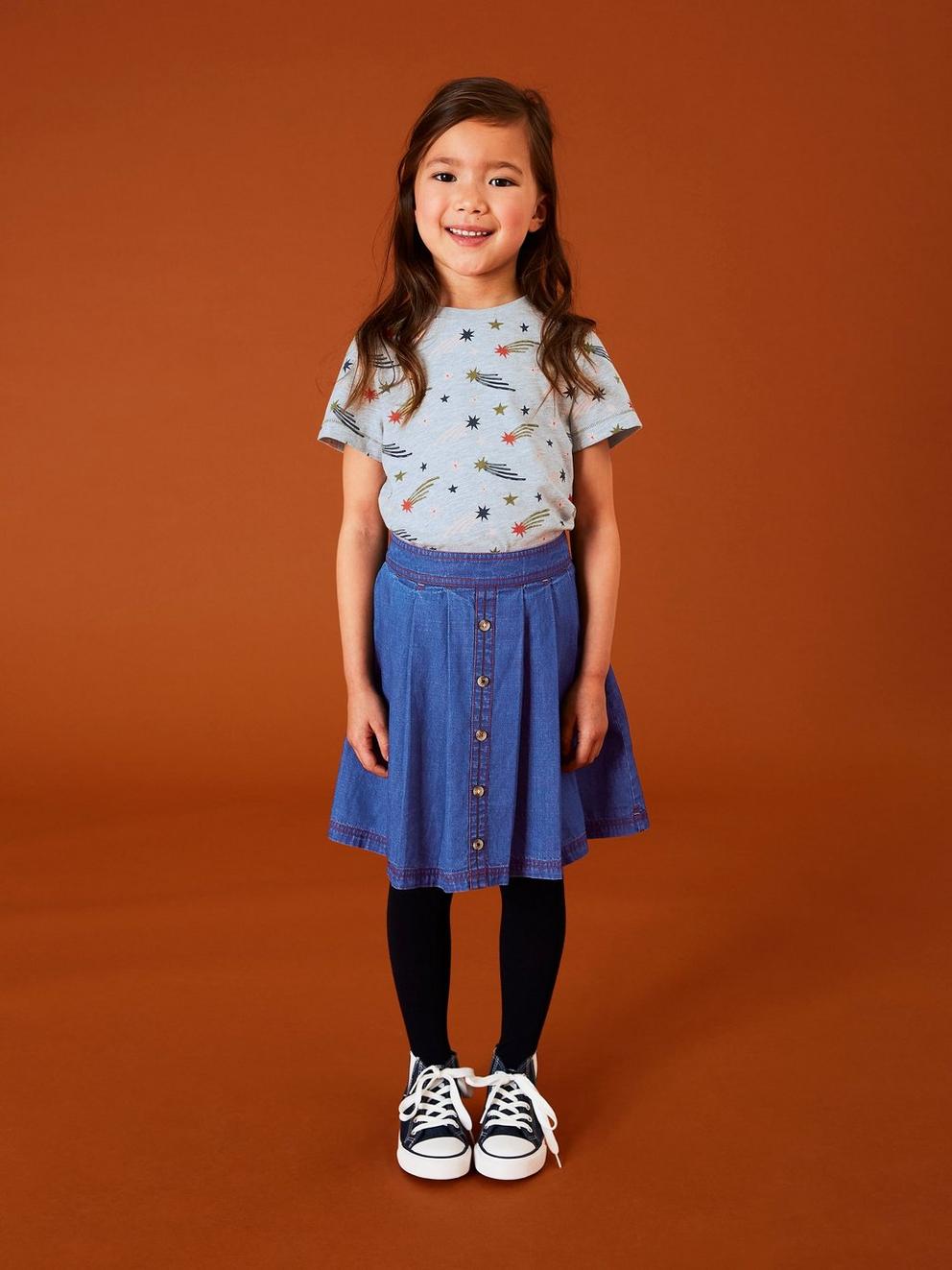 Girls Nora Denim Skirt in MID DENIM - LIFESTYLE