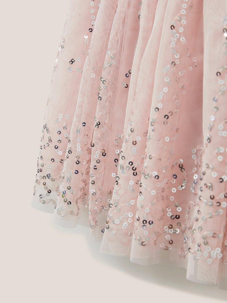 Fiona Tuelle Skirt in MID PINK - FLAT DETAIL