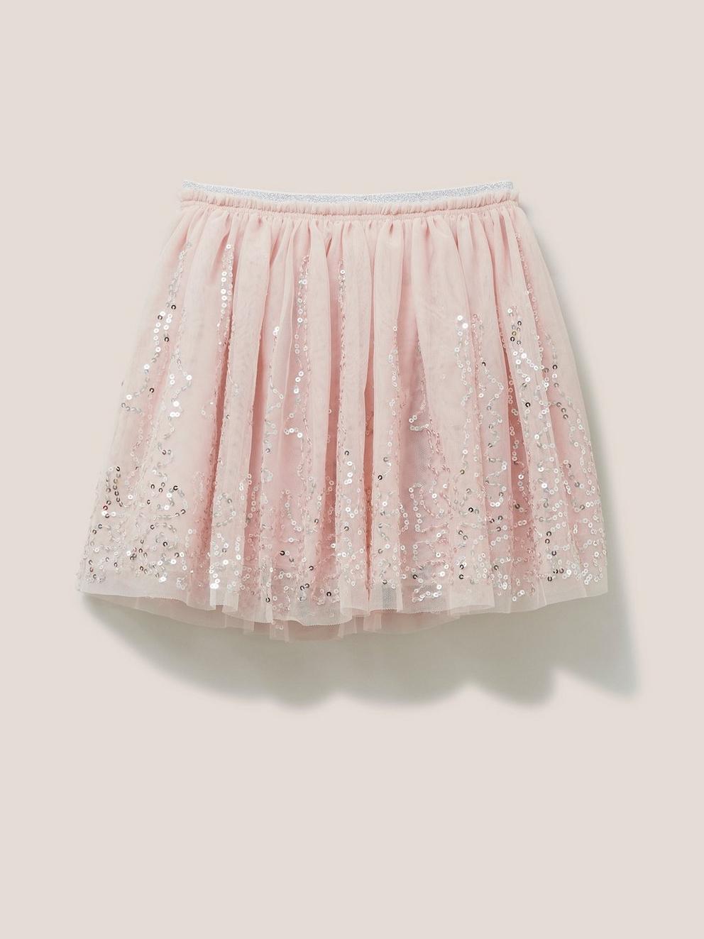 Fiona Tuelle Skirt in MID PINK - FLAT FRONT